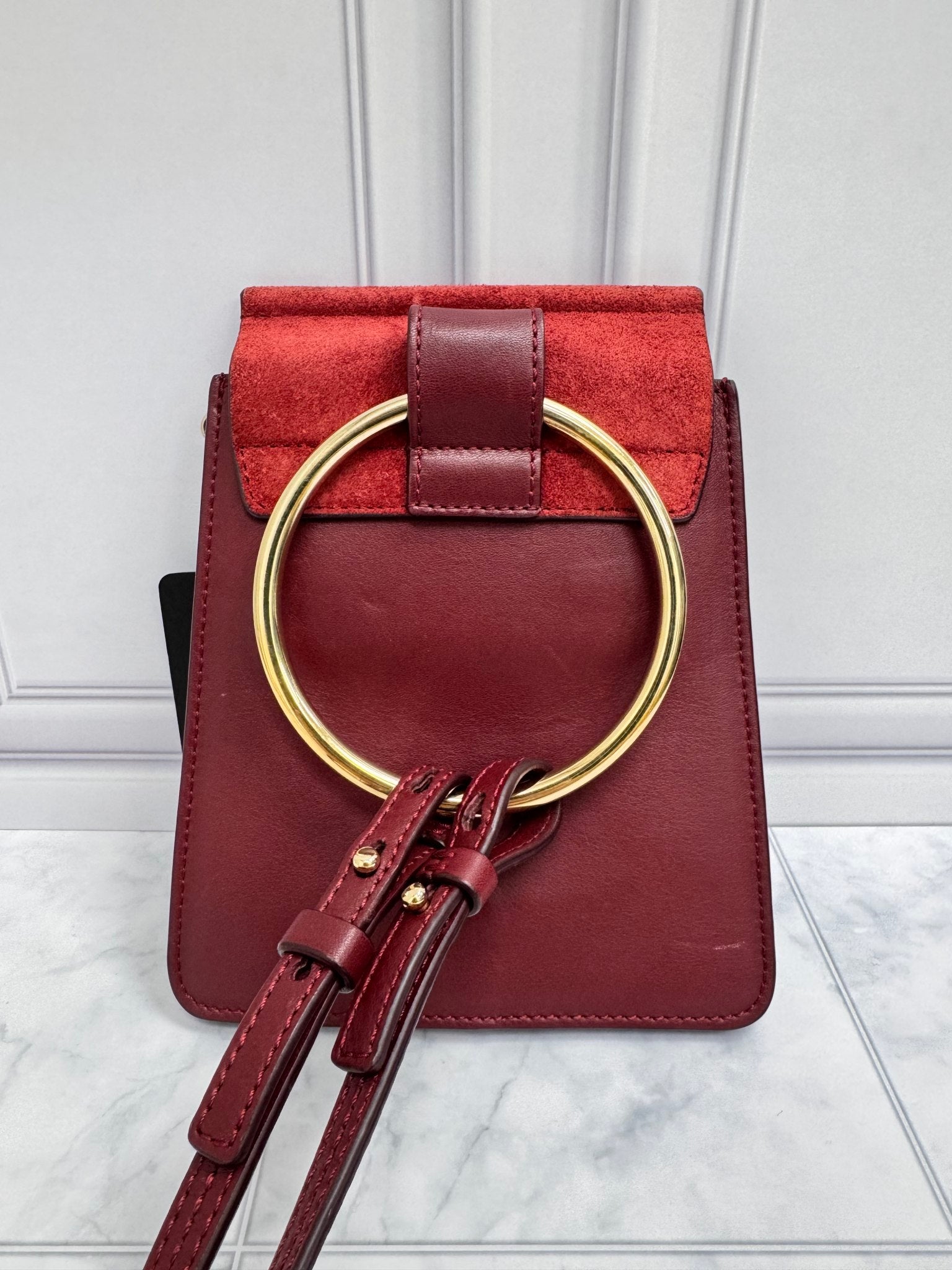 Chloe Red Smooth Leather Mini Faye Bracelet Crossbody Bag