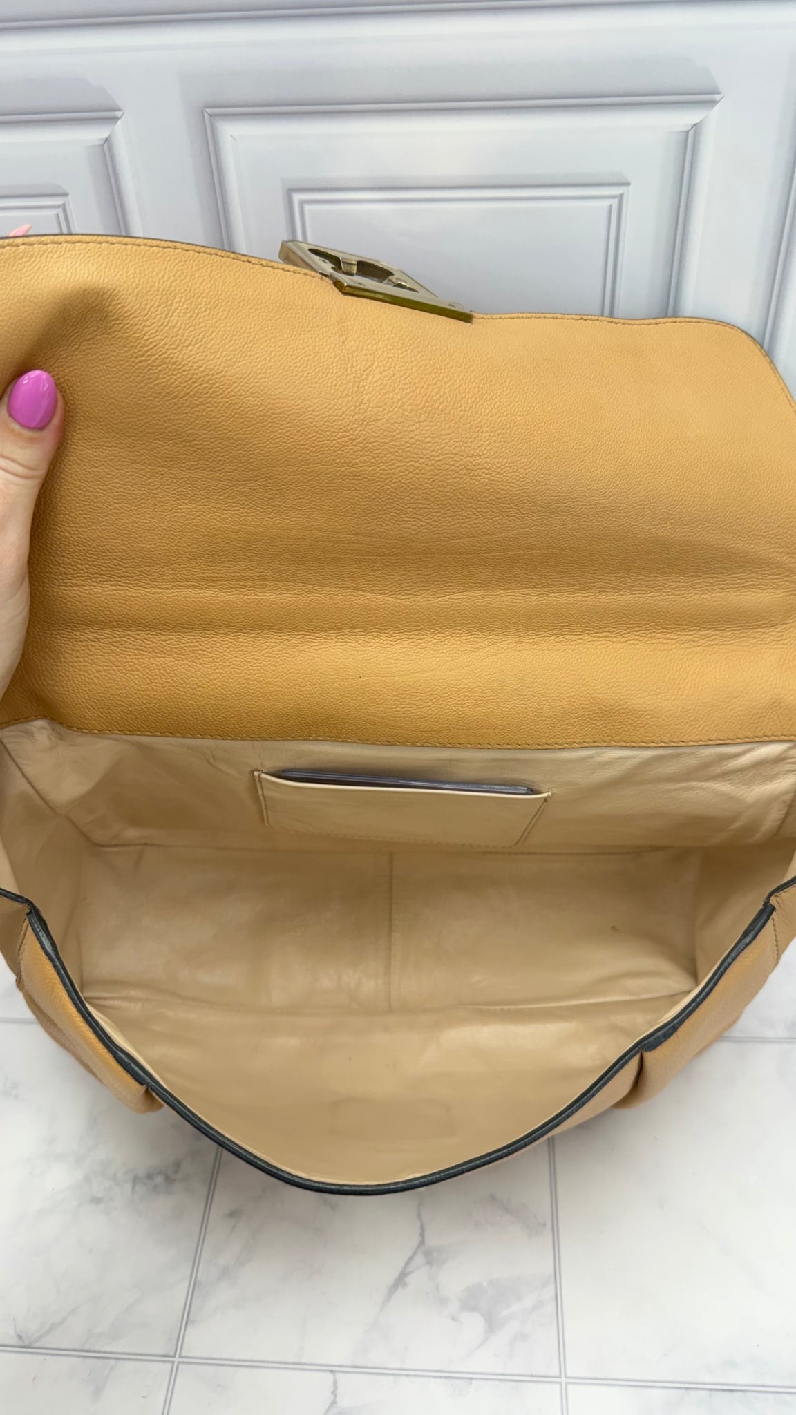 Chloe Beige Leather Medium Elsie Chain Shoulder Bag