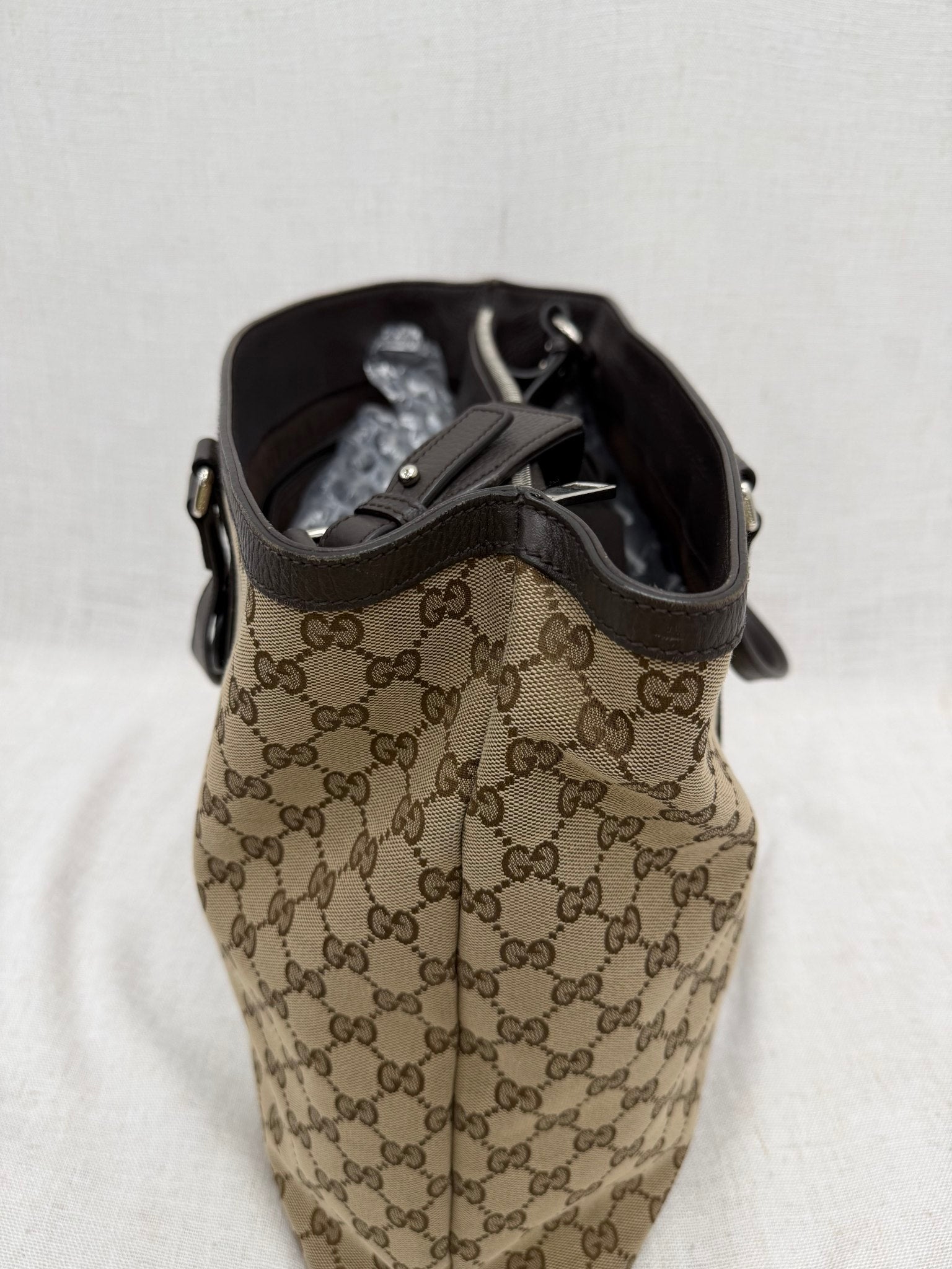 Gucci Brown GG Canvas & Leather Large 2Way Tote