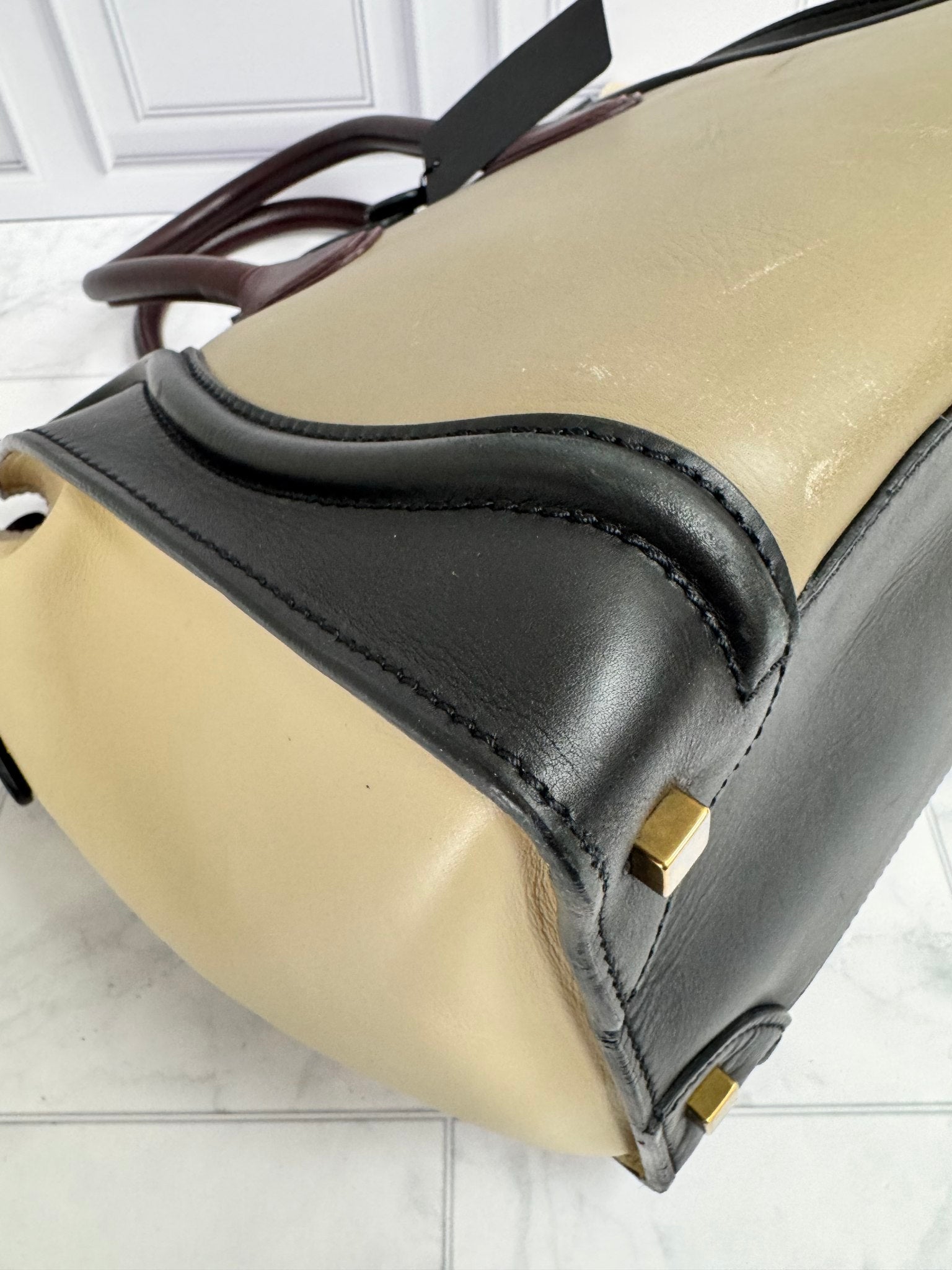 Celine Tricolor Leather Mini Luggage Tote