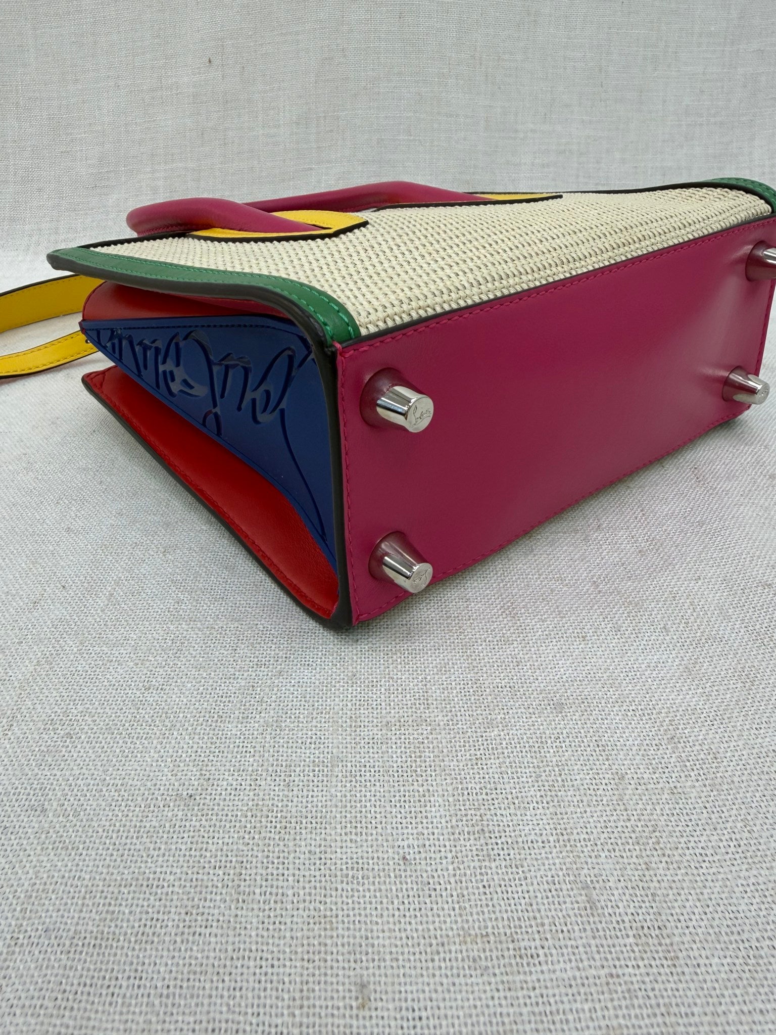 Christian Louboutin Multicolor Raffia Paloma S Mini Tote Bag
