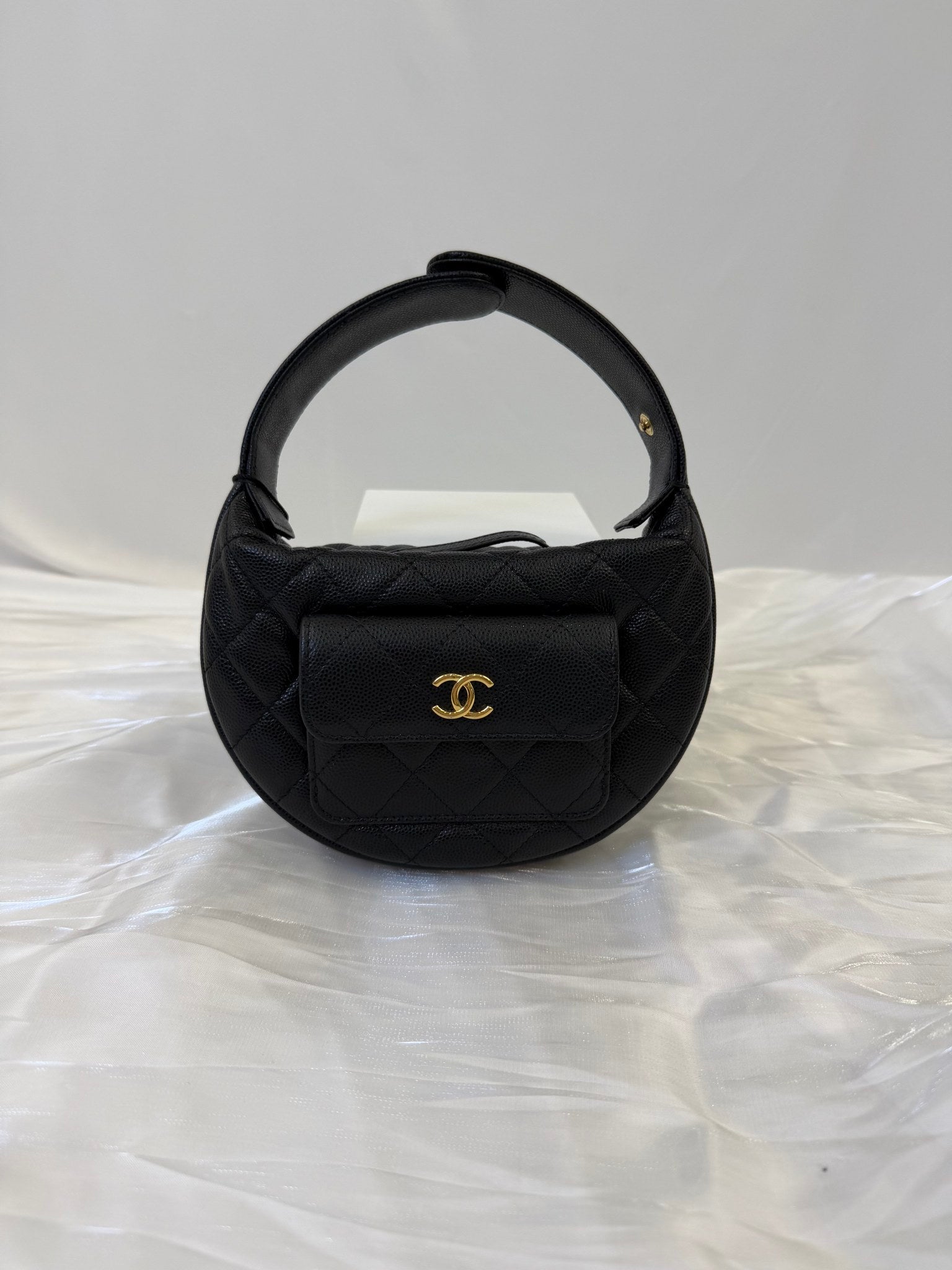 Chanel Black Caviar Leather Polly Pocket Bag