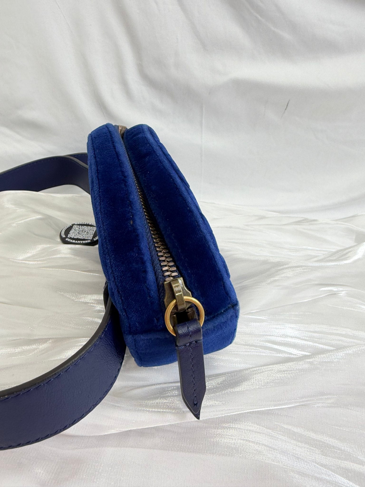 Gucci GG Marmont Blue Velvet Belt Bag
