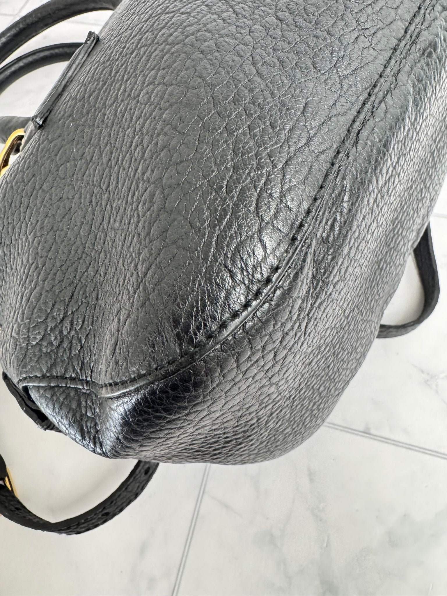 Burberry Black Grained Leather Orchard Heritage Large 2Way Bag