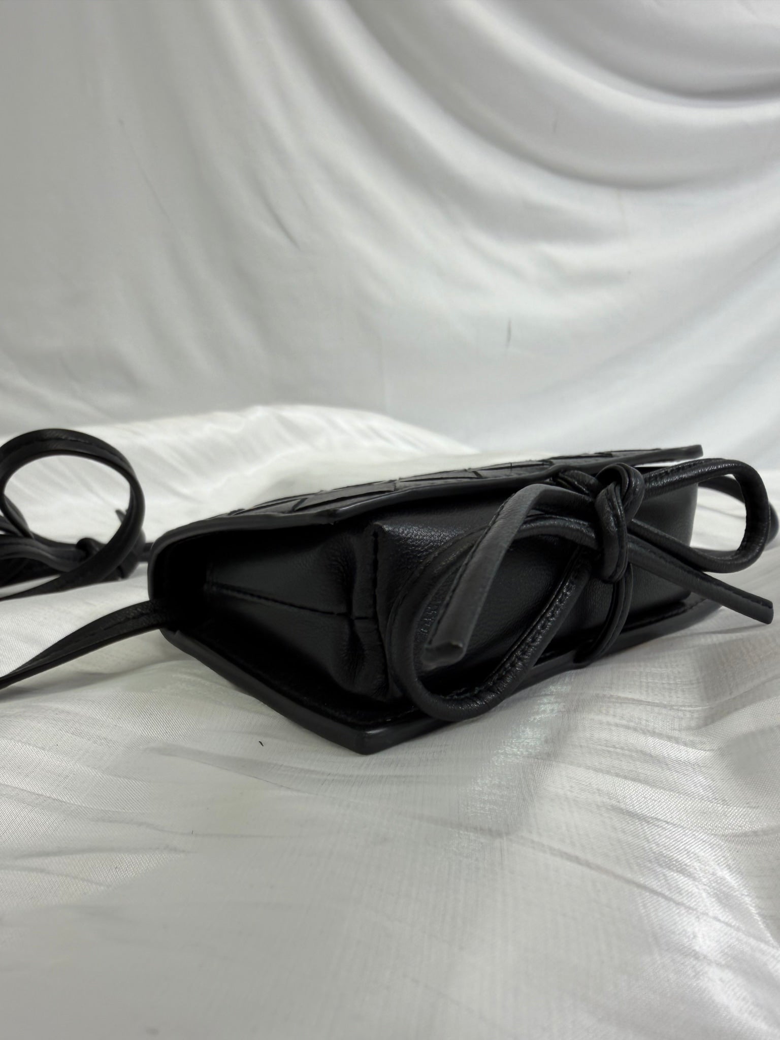 Bottega Veneta Black Intrecciato Mini Wallet On Strap