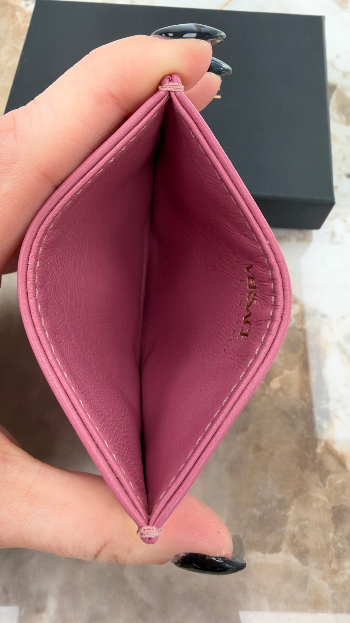 BRAND NEW- Versace Pink Quilted LEather Medusa Card Case