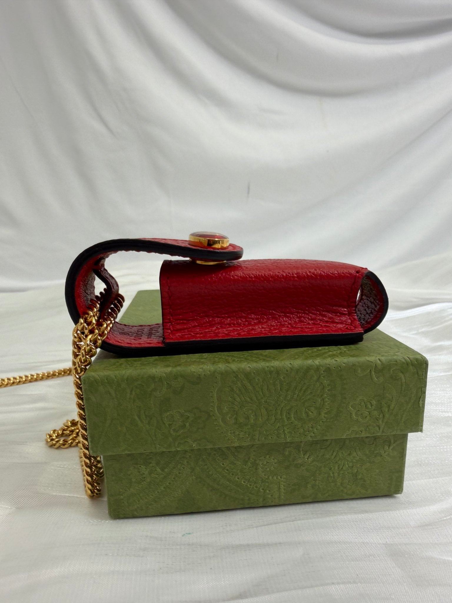 LIKE NEW Gucci Red Leather Lipstick Case On Chain