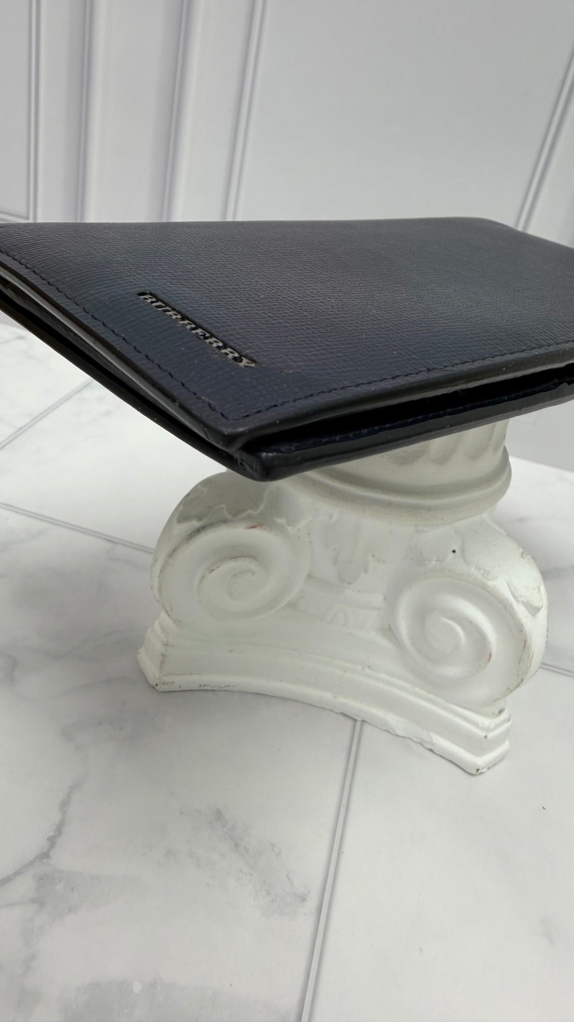 Burberry Dark Navy Blue Leather Long Wallet