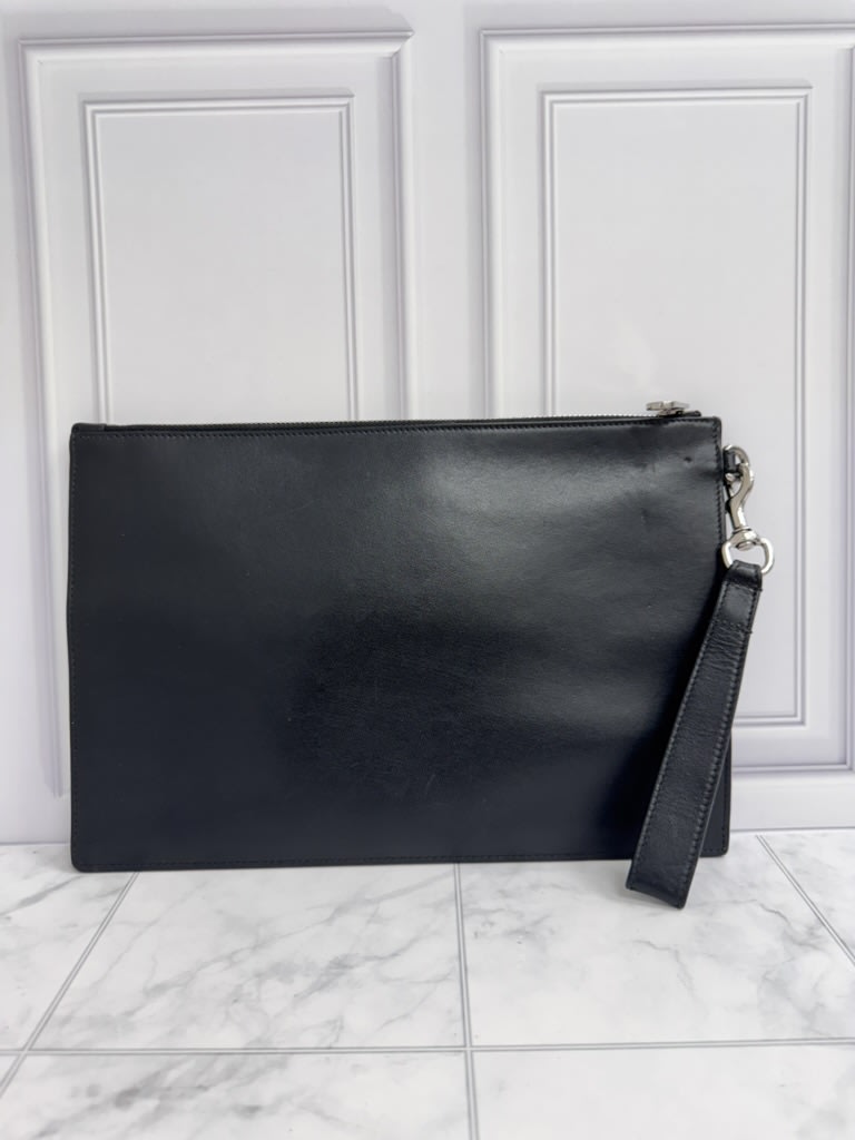 Gucci Black Leather Blade Wristlet Pouch