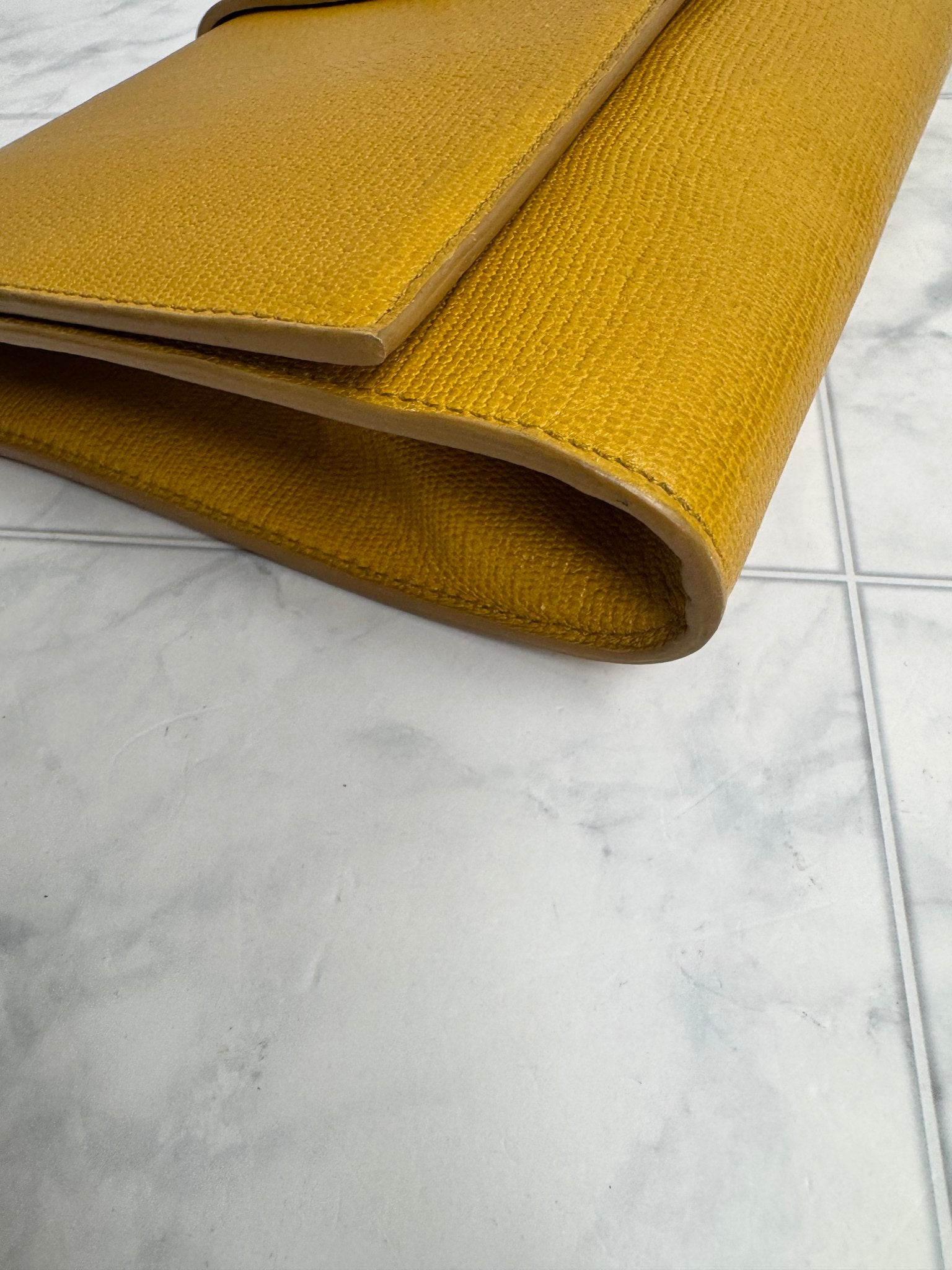 Saint Laurent YSL Yellow Grained Leather Chyc Y Clutch