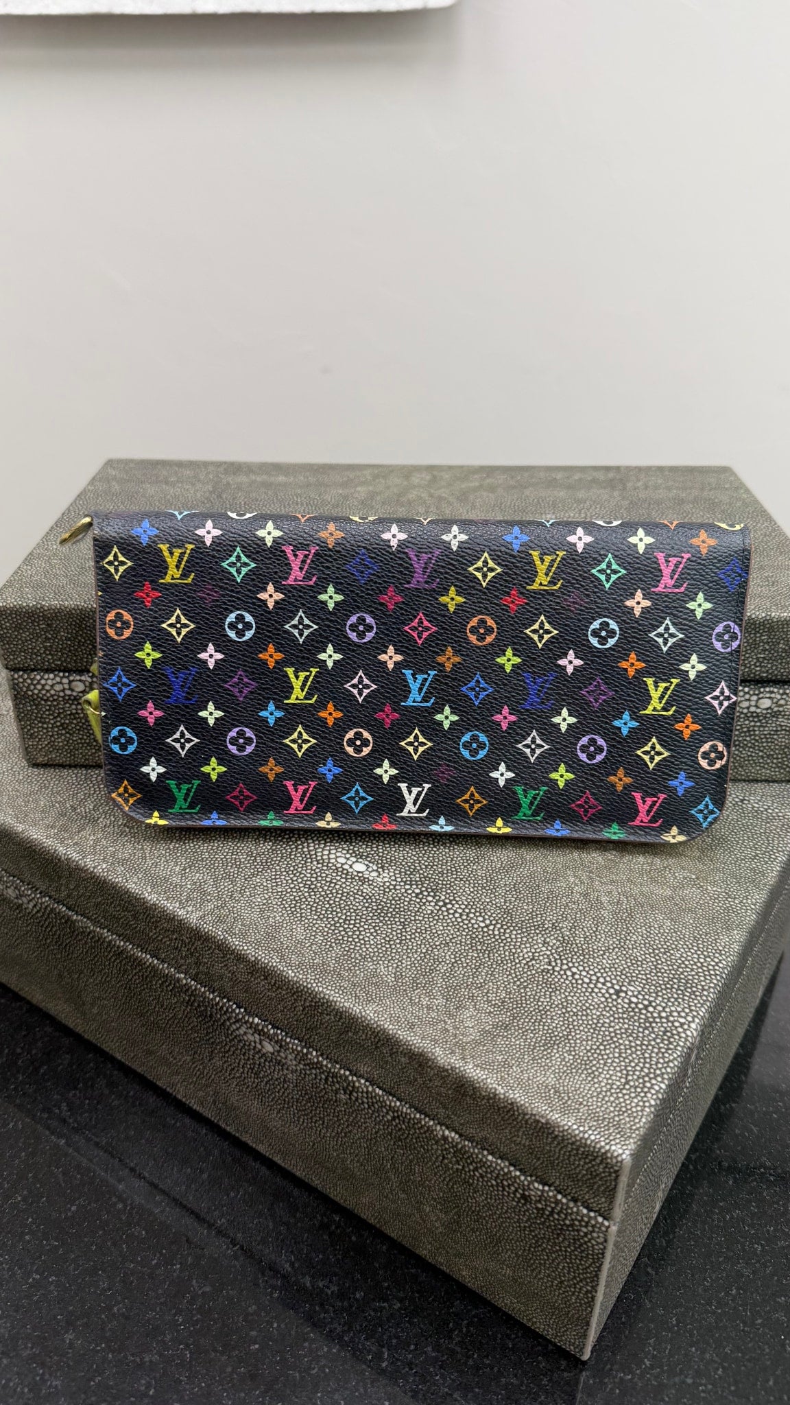 Louis Vuitton Black Multicolor Monogram & Green Insolite Wallet