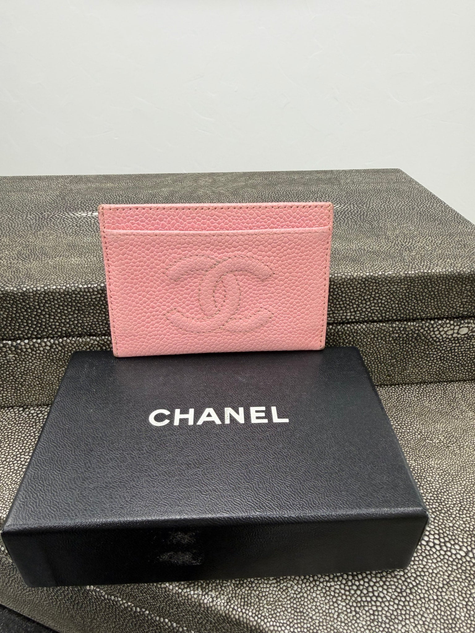 Chanel Pink Caviar Leather Card Case