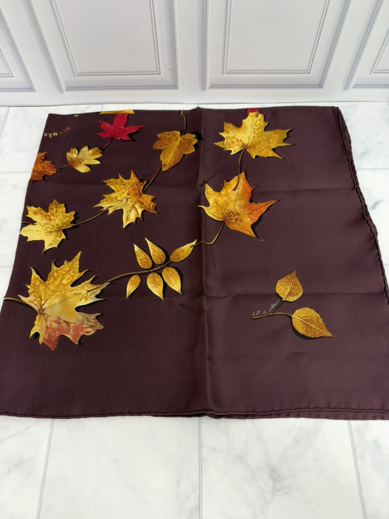 Hermes Dark Purple Silk A Walk In The Park Scarf