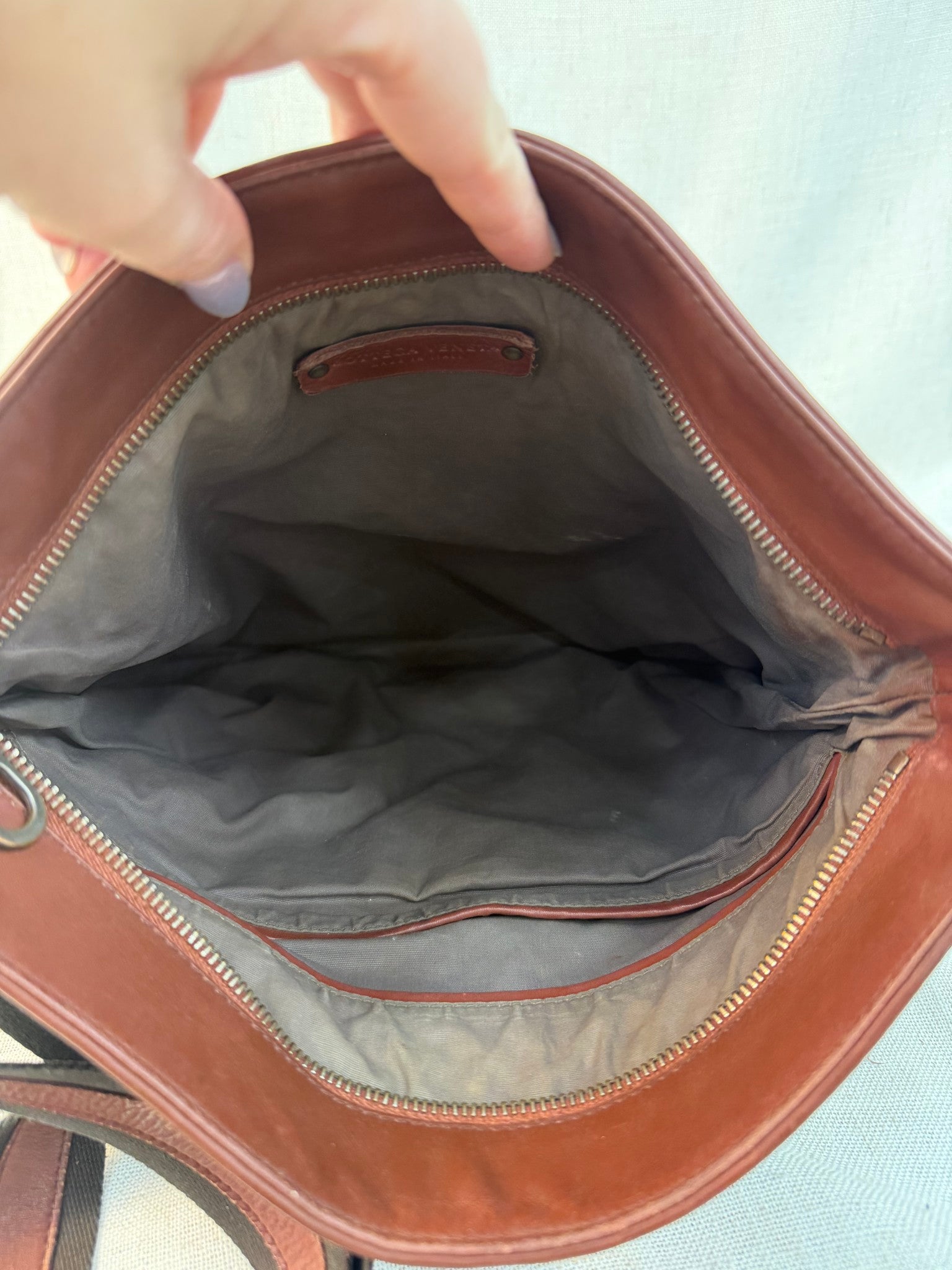 Bottega Veneta Rust Leather Intrecciato Messenger Shoulder Bag