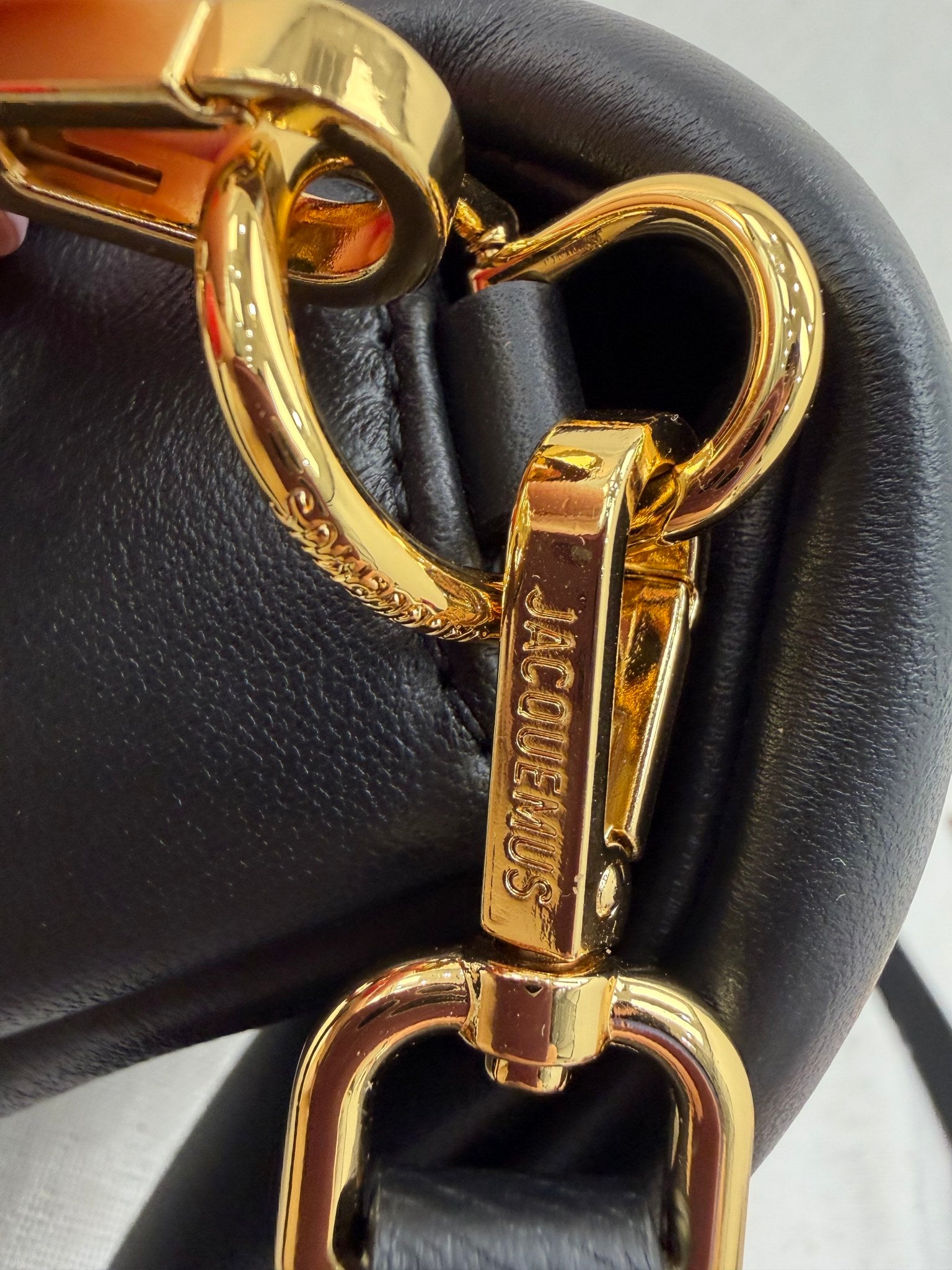 LIKE NEW - Jacquemes Black Leather Le Bambimou 2Way Bag