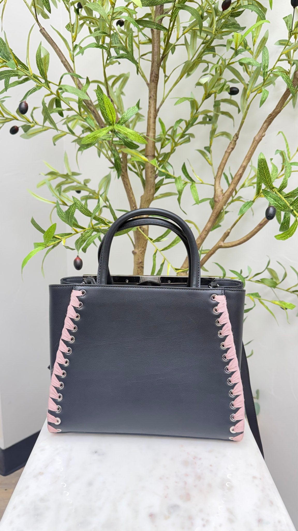 Fendi Black Leather Petite 2Jours Tote Bag