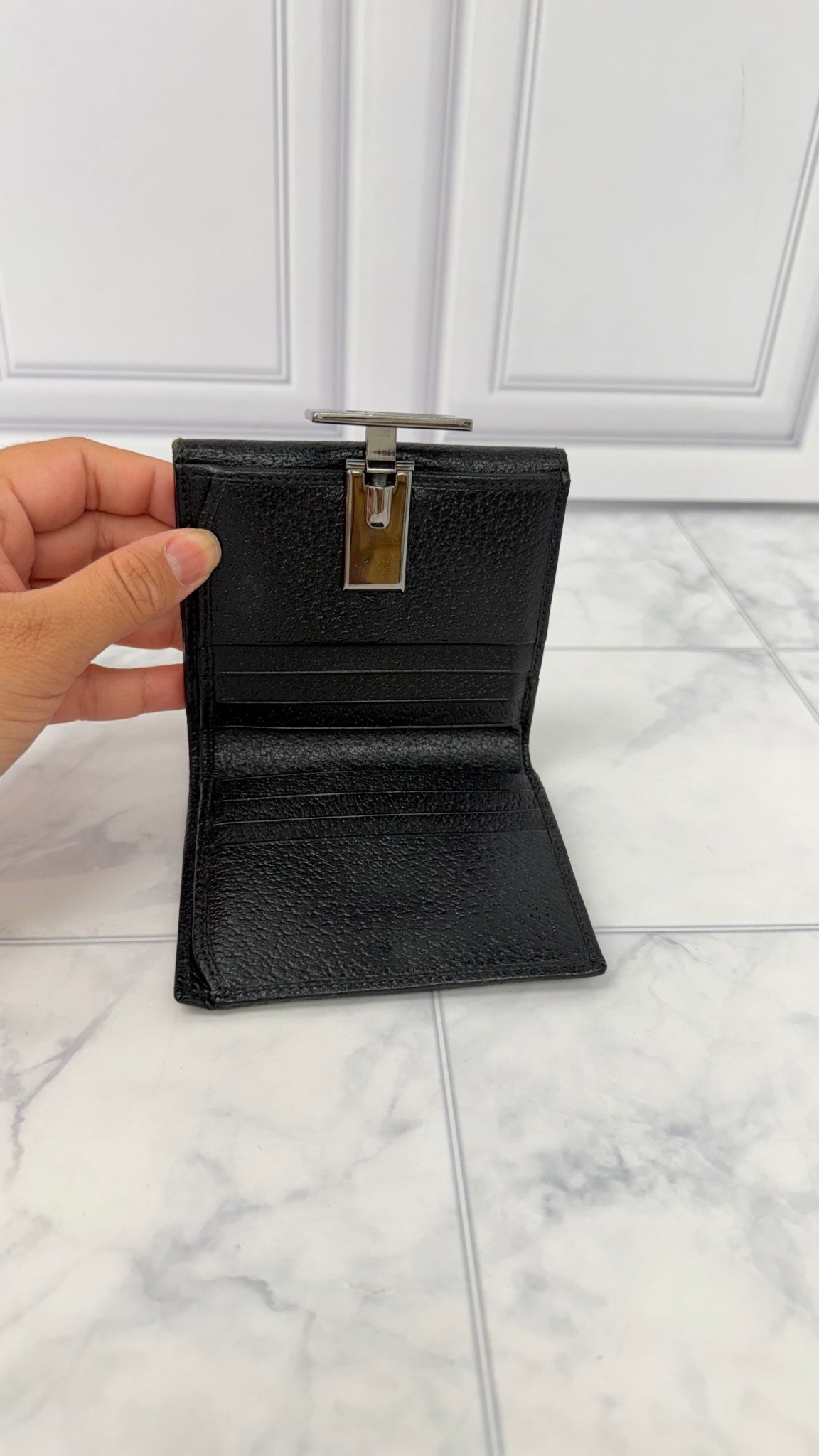 Gucci Black Leather Compact Wallet