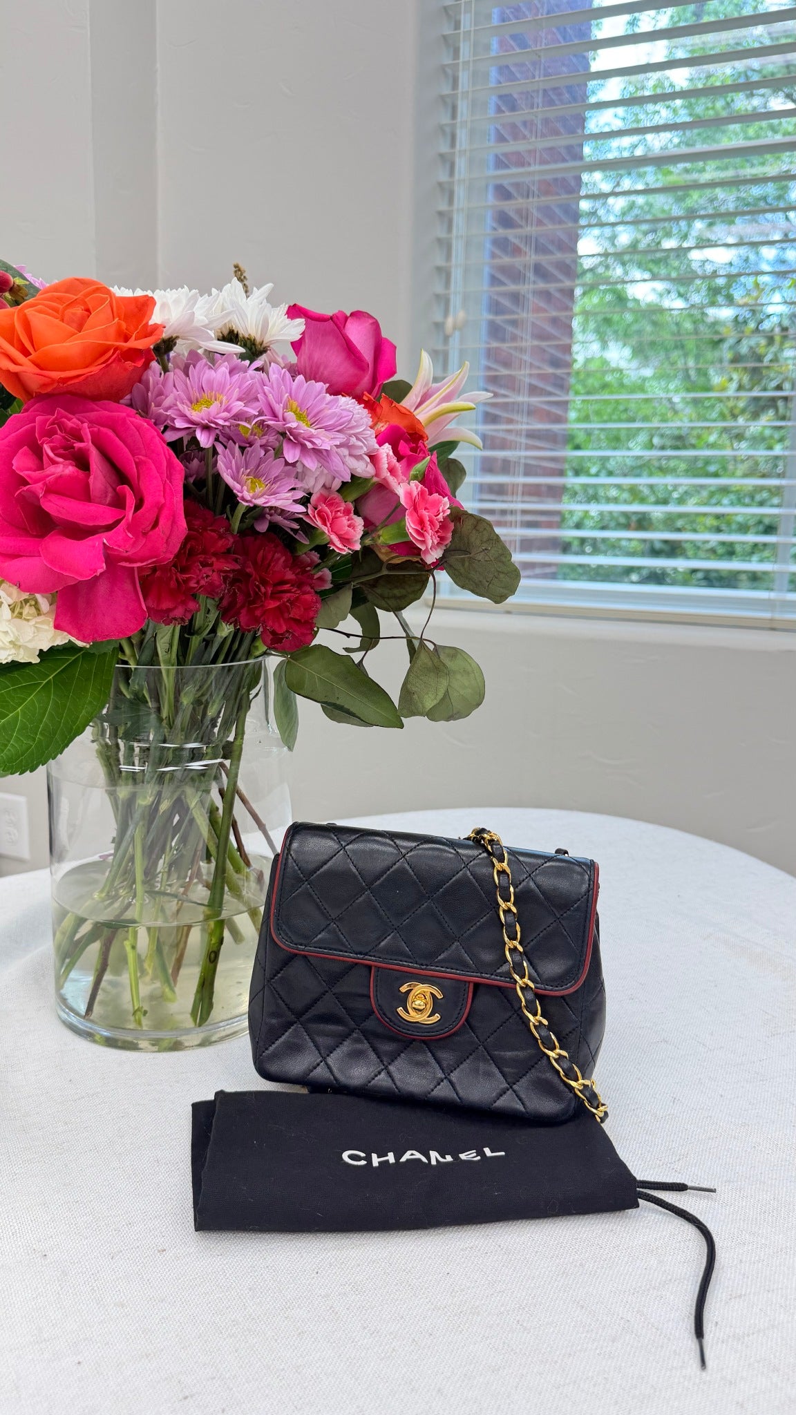 Chanel Black Lambskin Leather Mini Square Flap Bag