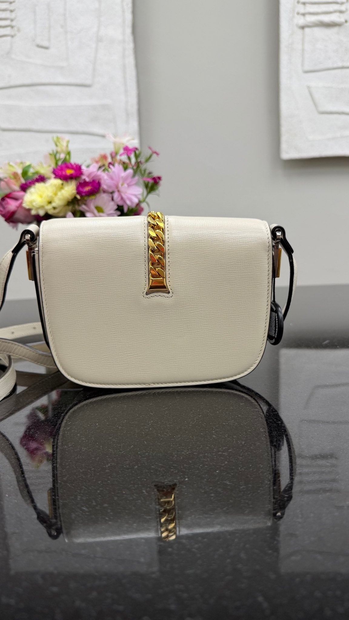 Gucci Ivory Leather Mini 1969 Sylvie Crossbody
