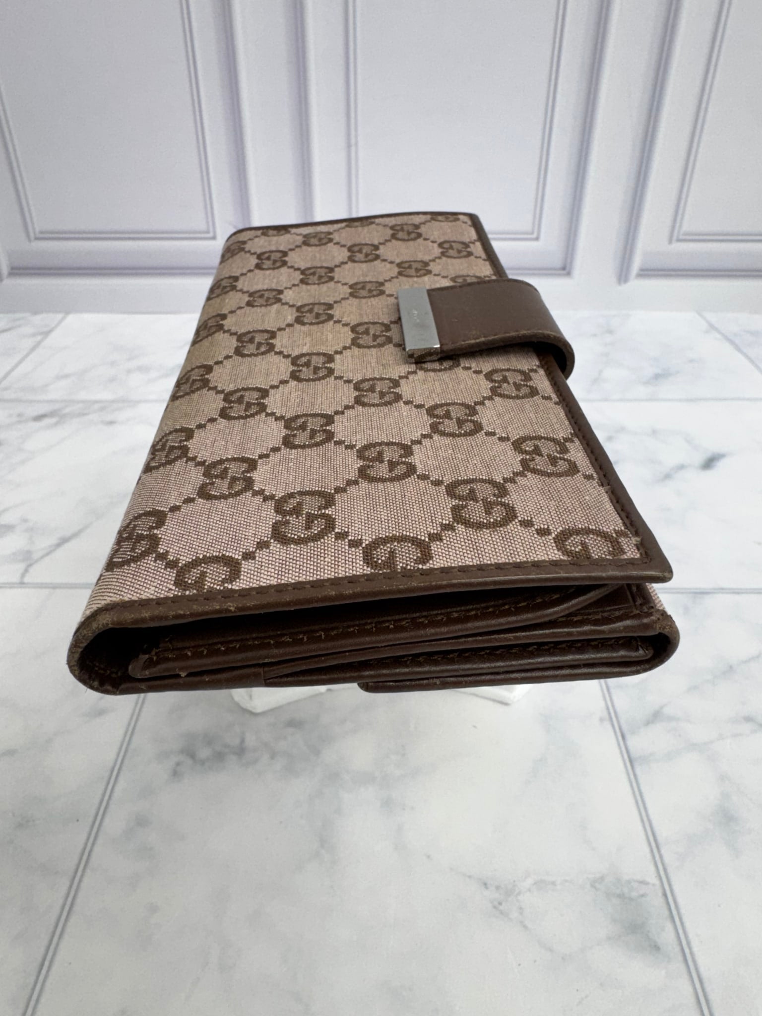 Gucci Brown GG Monogram Canvas Long Wallet
