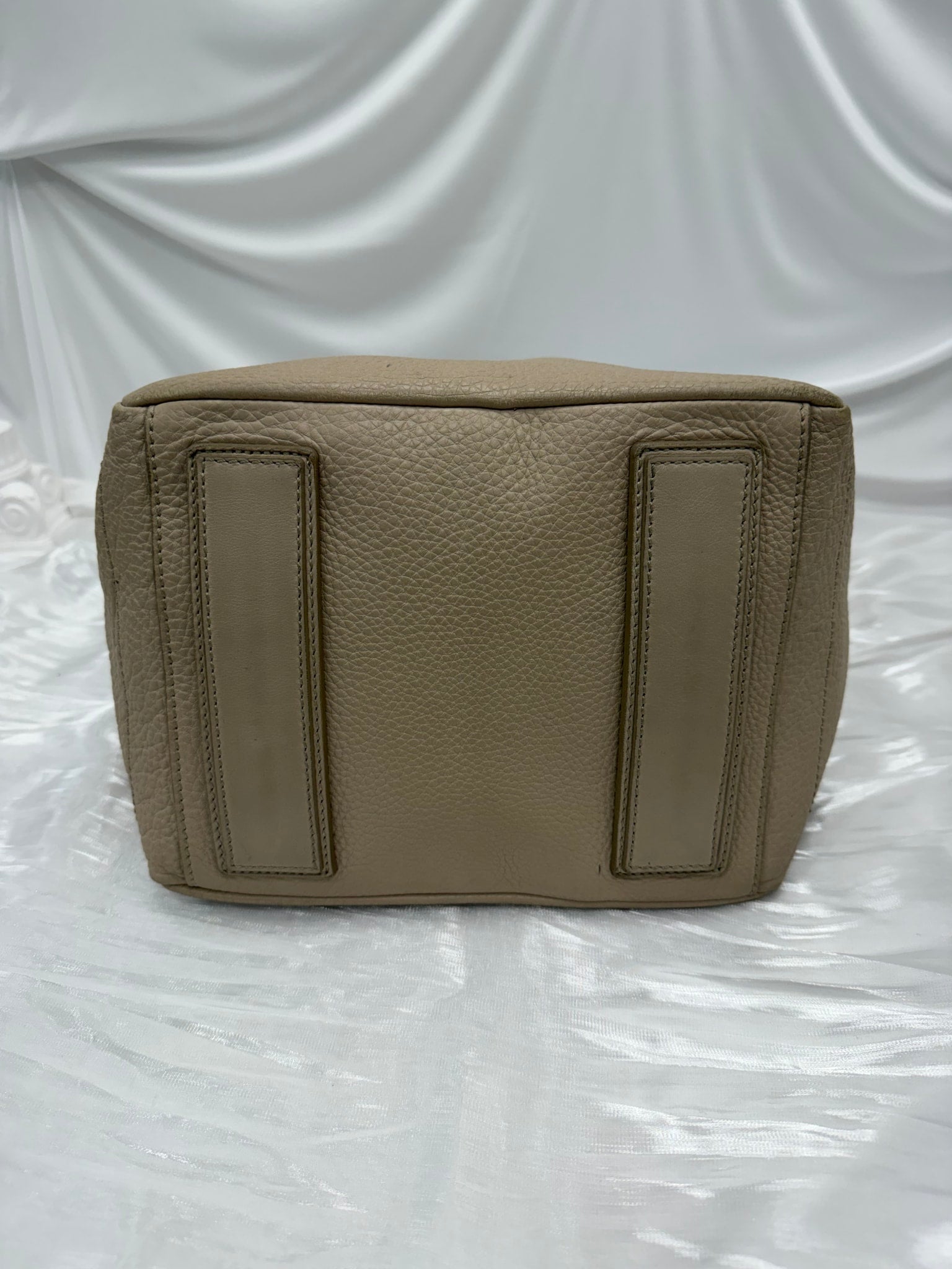 Celine Cream Pebbled Leather Top Handle Lock Bag