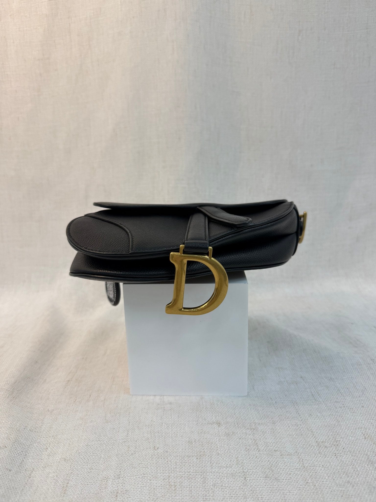 LIKE NEW-Christian Dior Black Leather Mini Saddle Bag