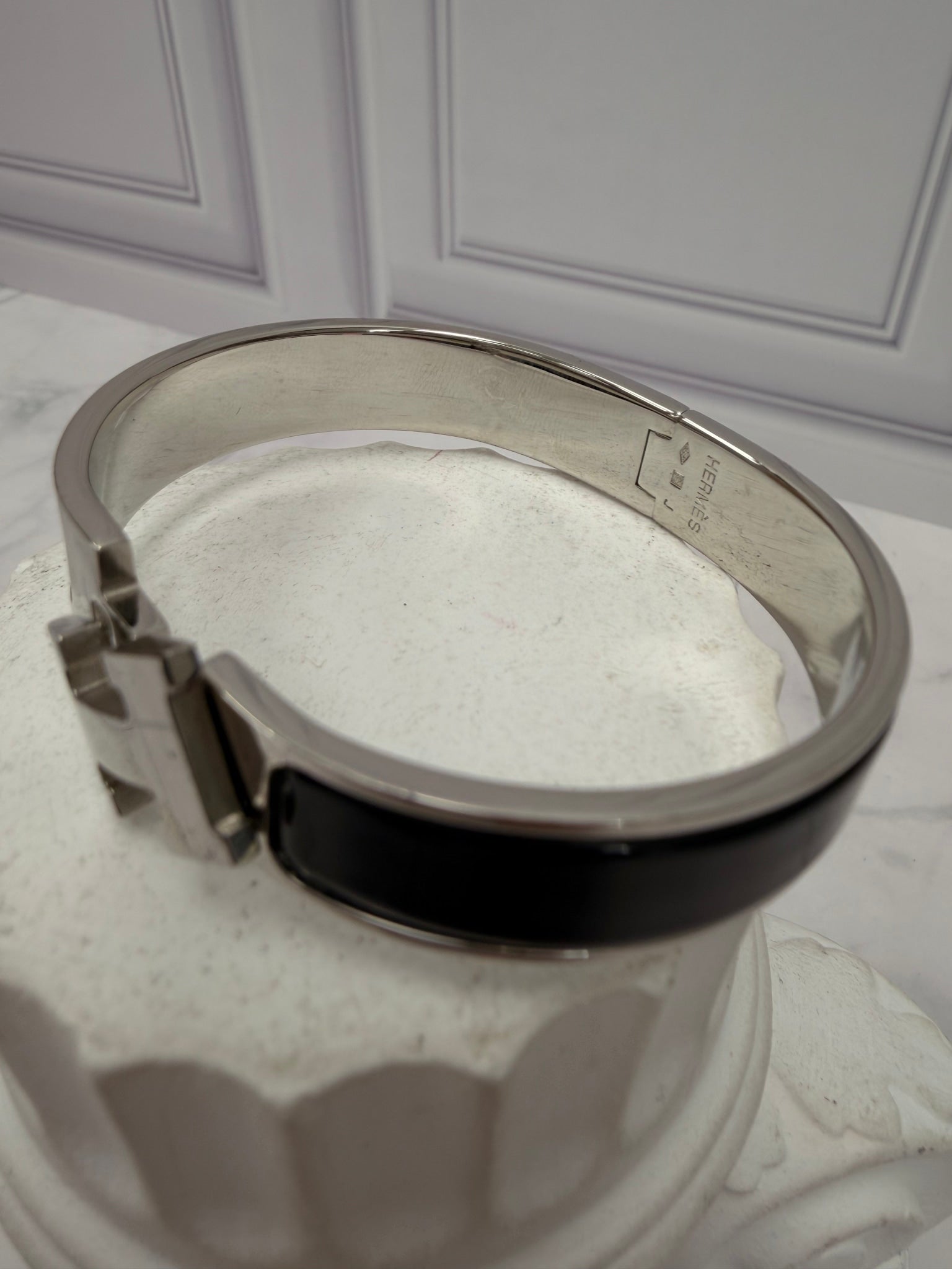 Hermes Black & Silver Click H Bracelet