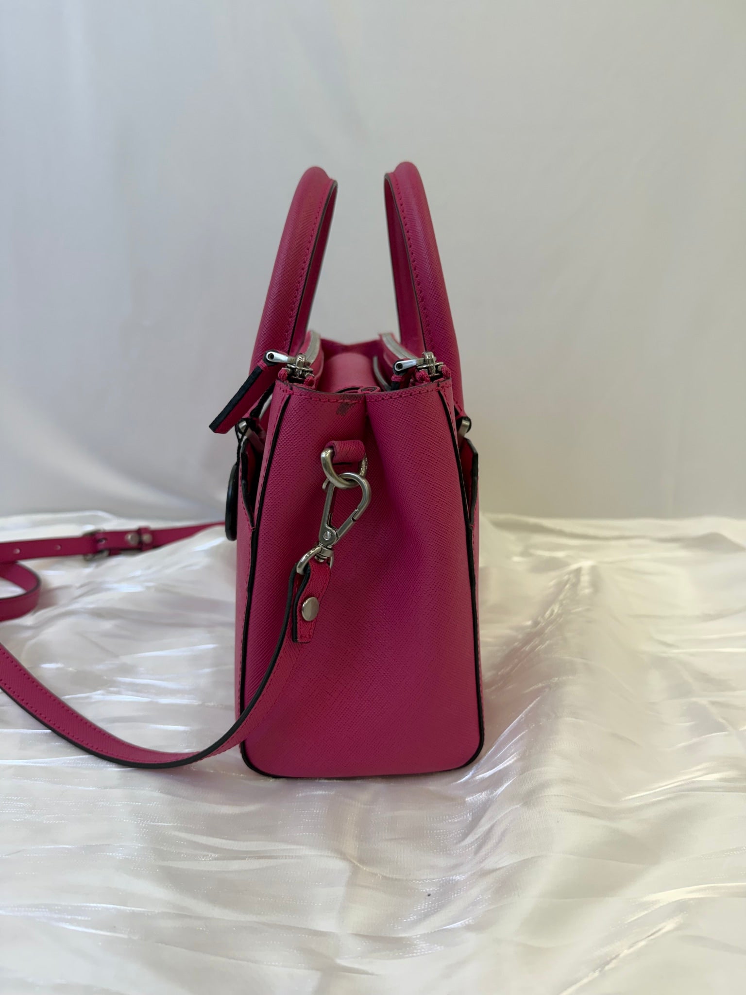 MCM Pink Saffiano Leather Two Way Bag