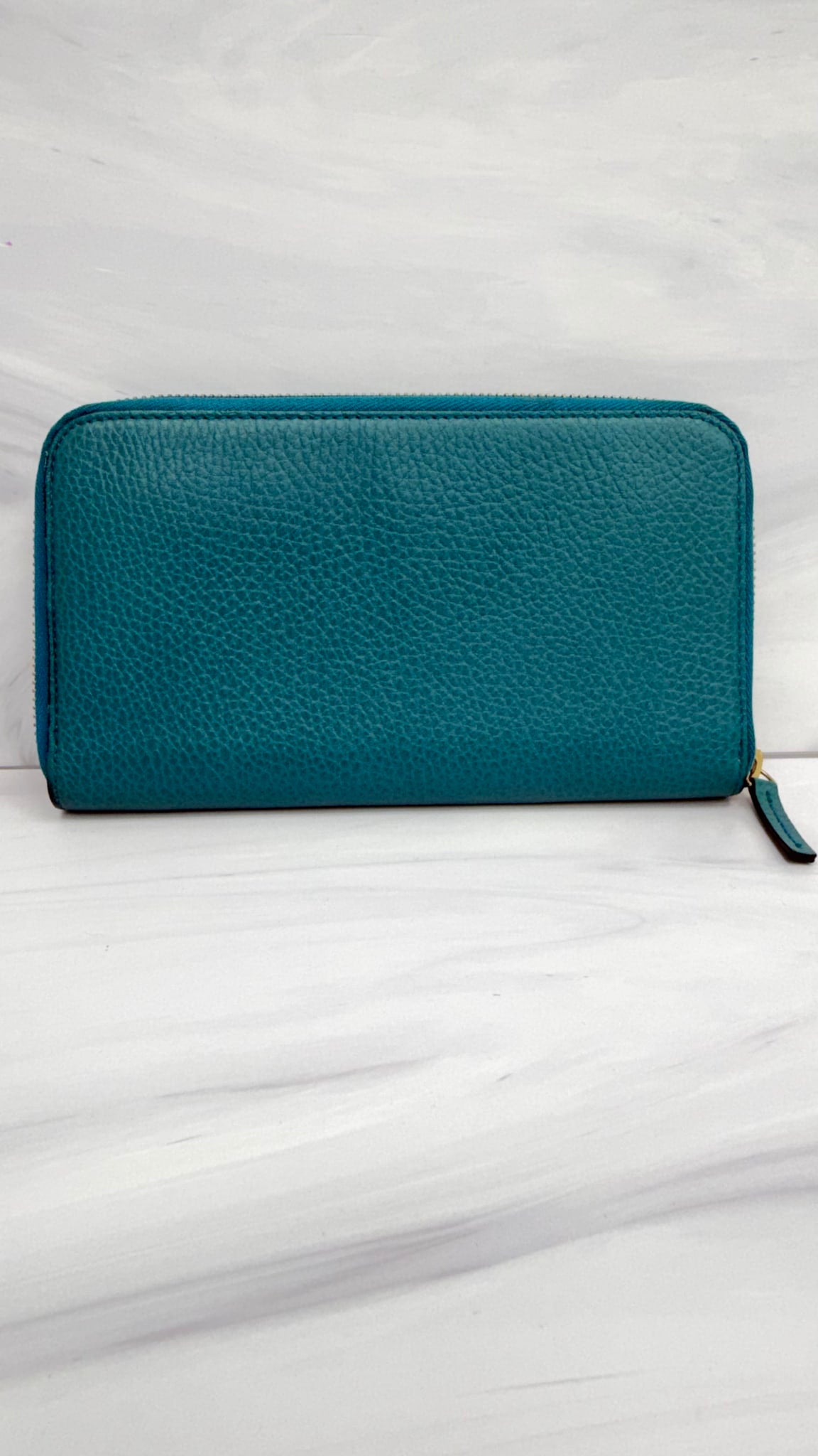 Gucci Blue Leather Long Zippy Wallet