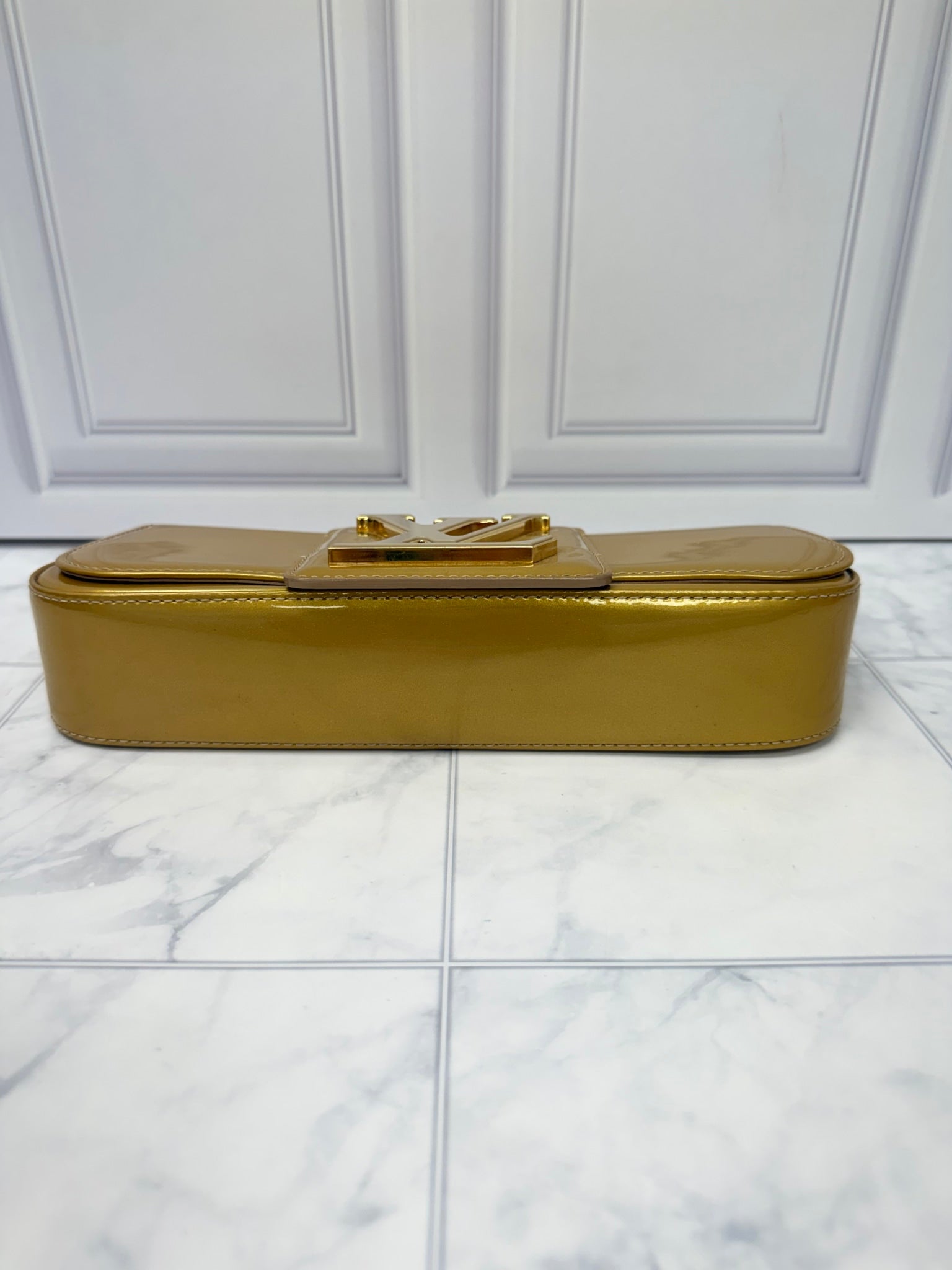 Louis Vuitton Gold Vernis Leather Sobe Clutch