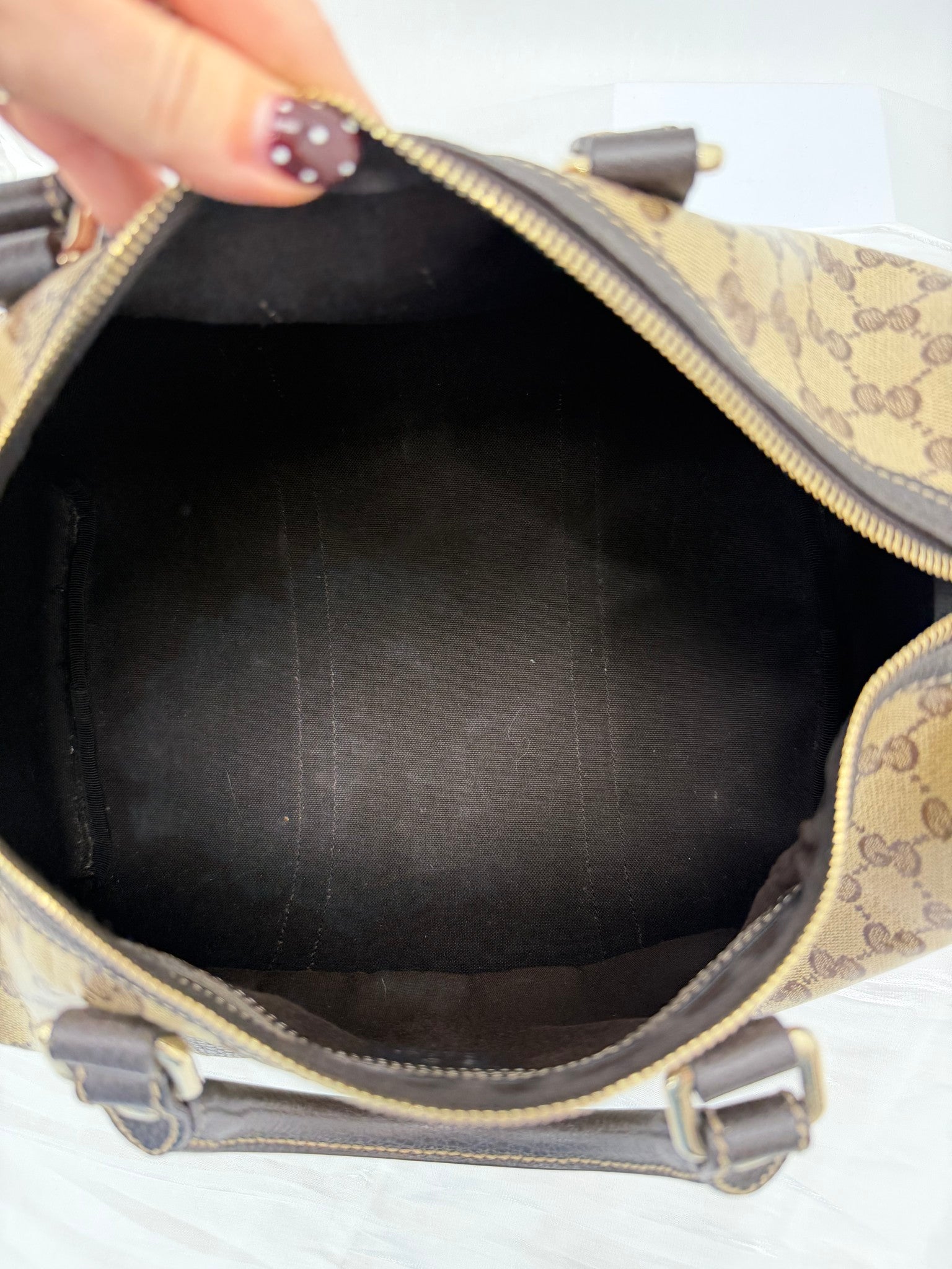 Gucci Vintage Brown GG Coated Canvas Boston Bag