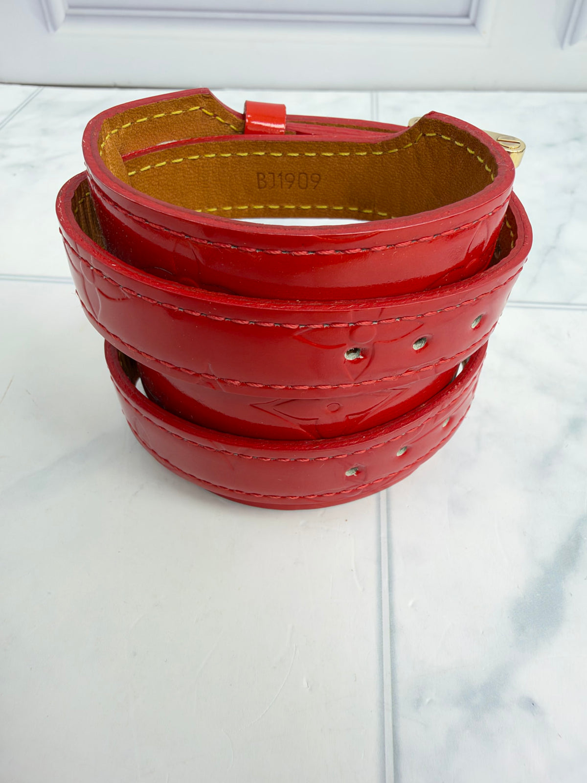 LIKE NEW - Louis Vuitton Red Vernis Monogram Charlton Bracelet