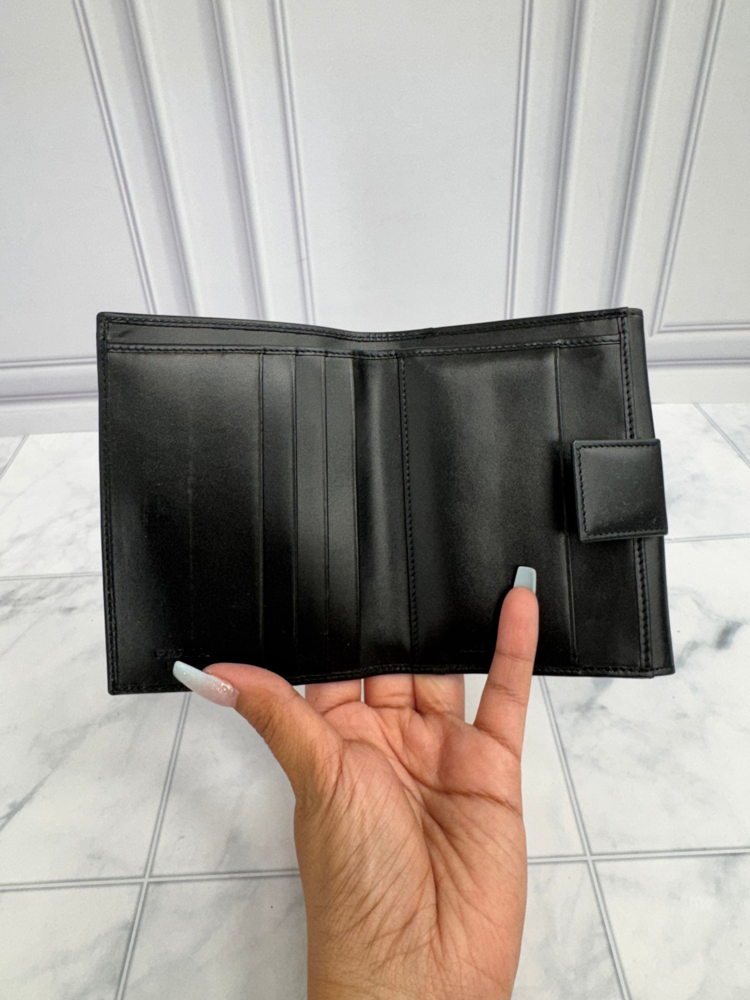 Prada Black Leather Compact Wallet