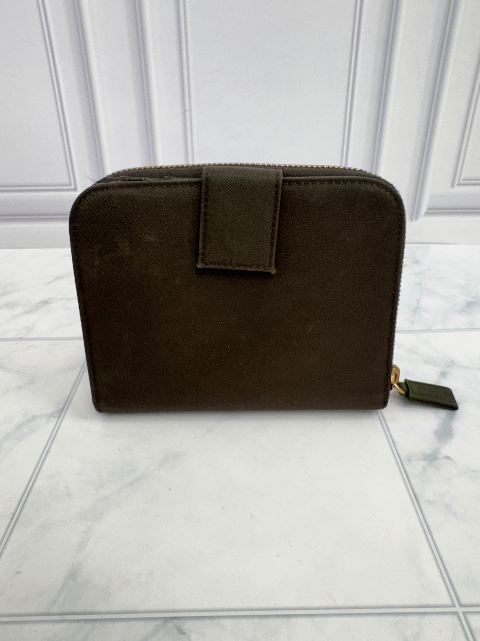 Prada Brown Nylon Compact Zippy Wallet