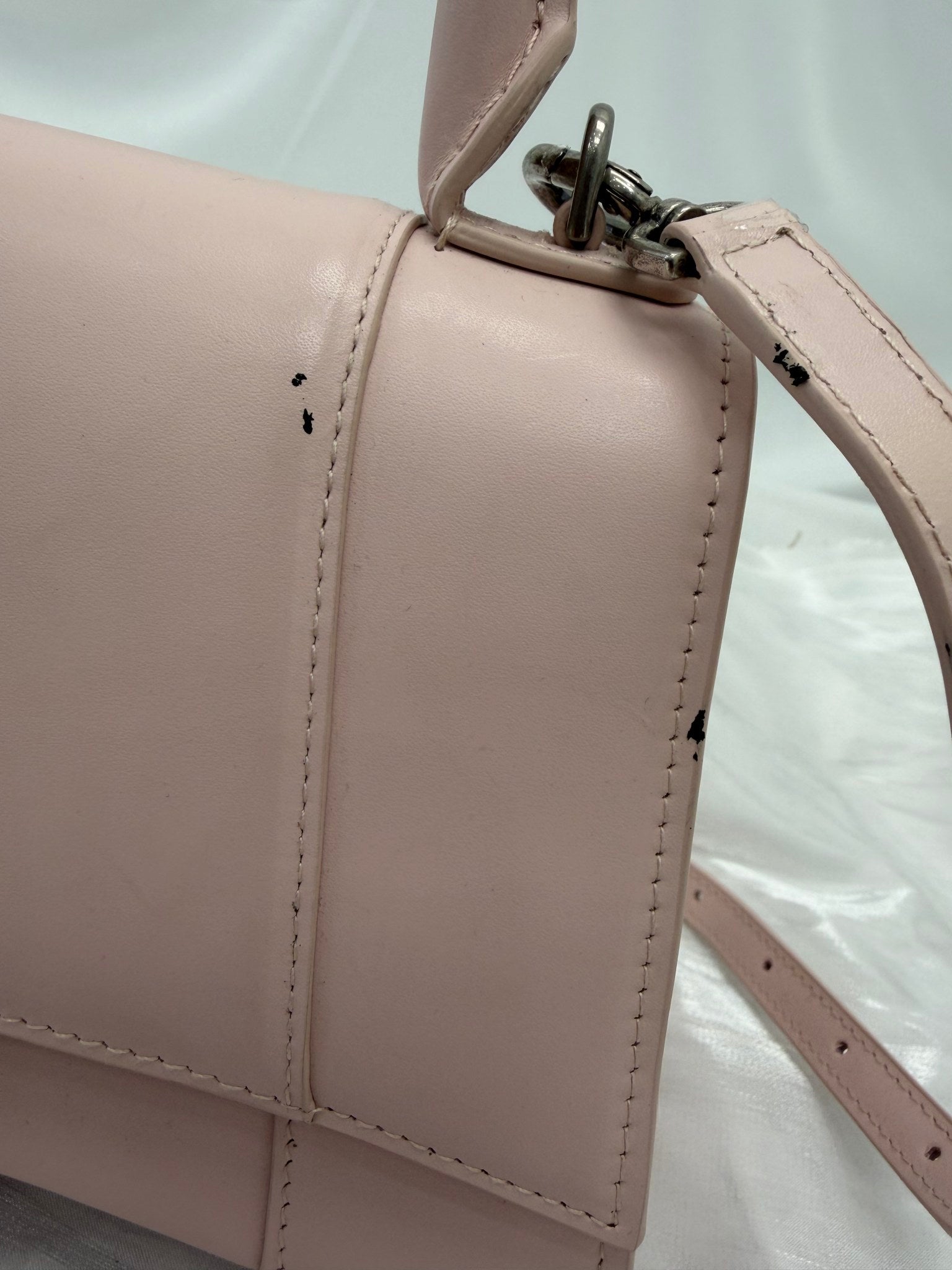 Balenciaga Light Pink Leather Small Hourglass Top Handle Bag