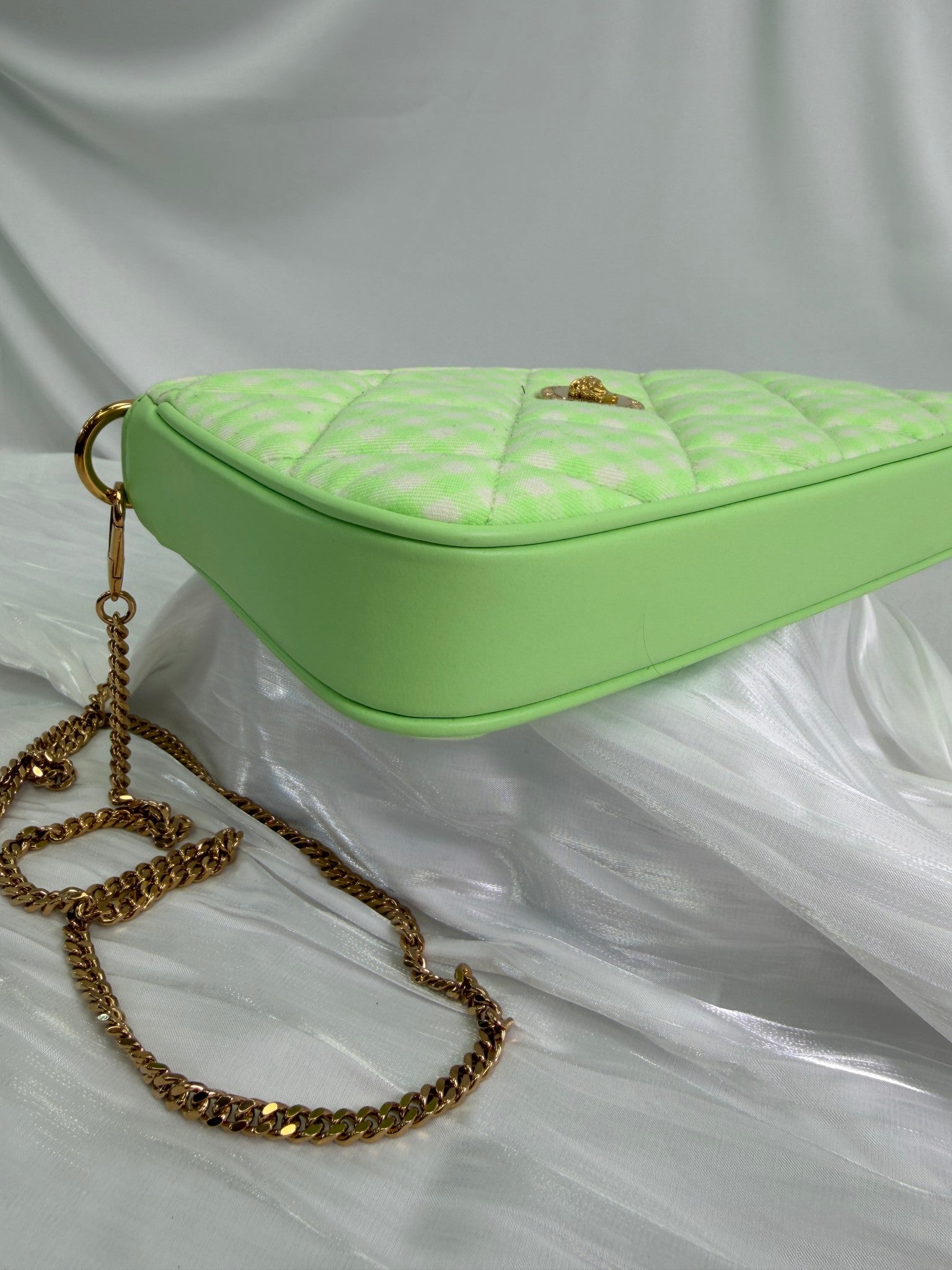 BRAND NEW- Versace Green & White Plaid Medusa Crossbody