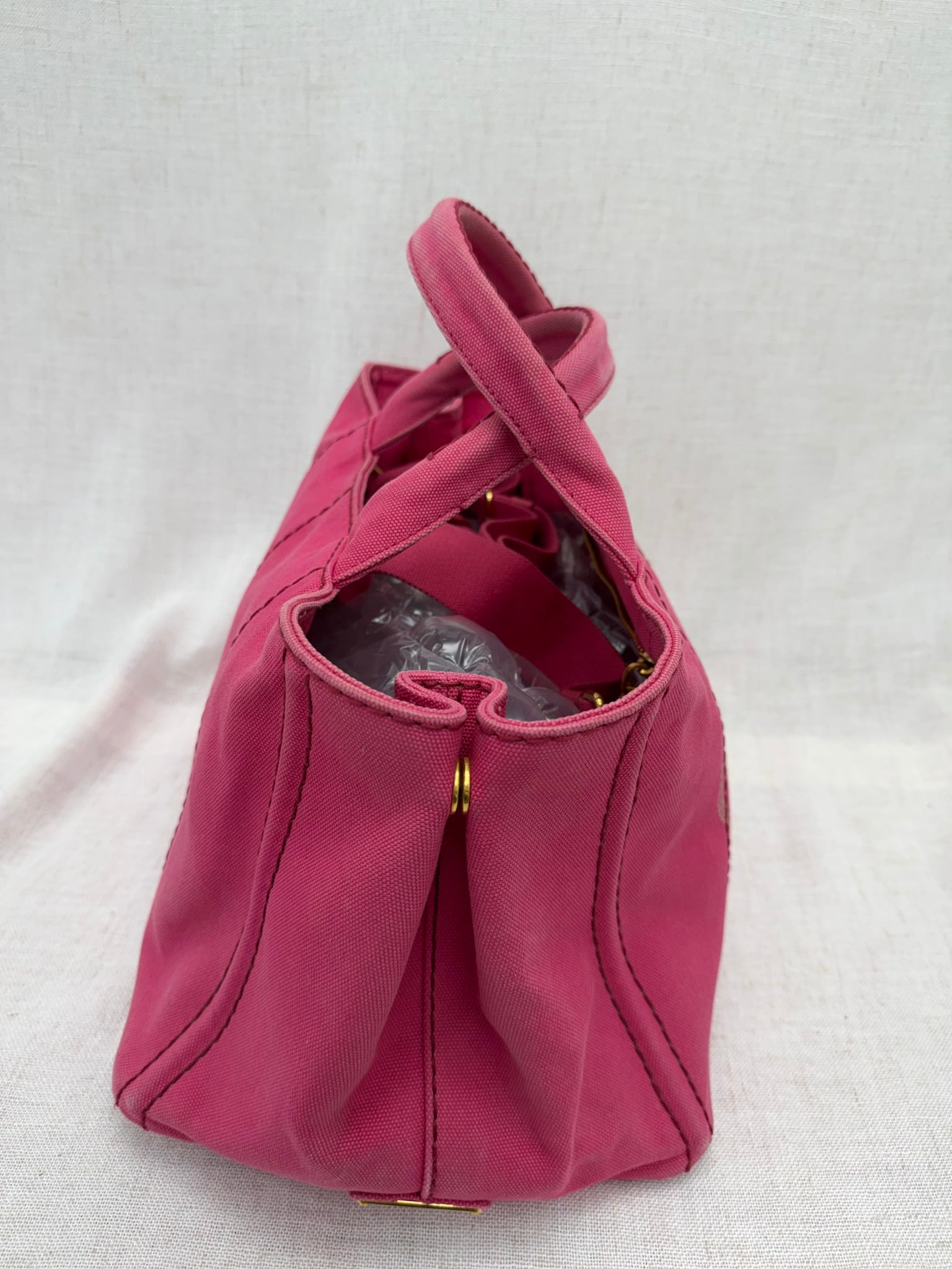 Prada Pink Canvas Large Canapa 2way Bag