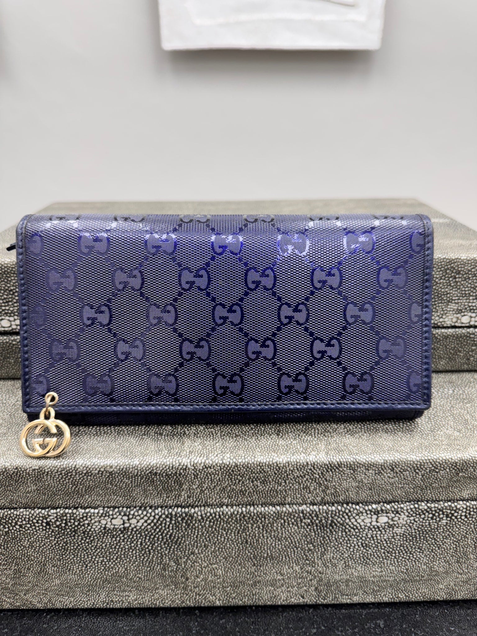 Gucci Navy Blue GG Imprime Long Wallet