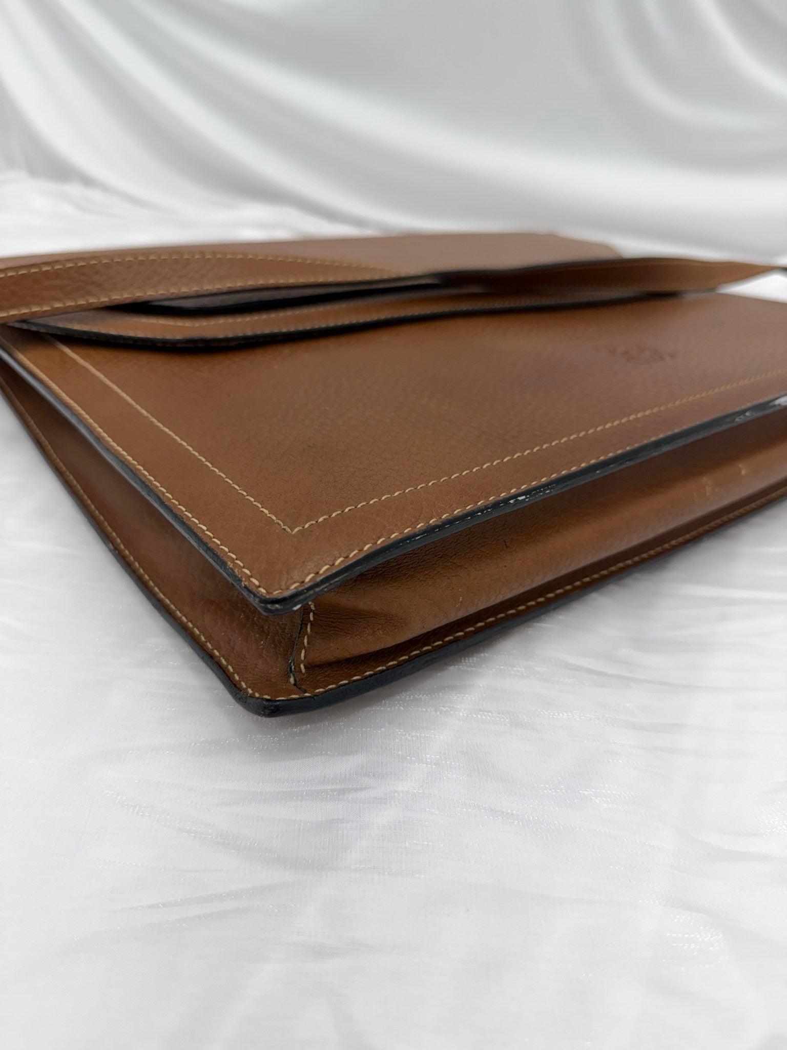 Loewe Vintage Brown Leather Double Flap Business Bag