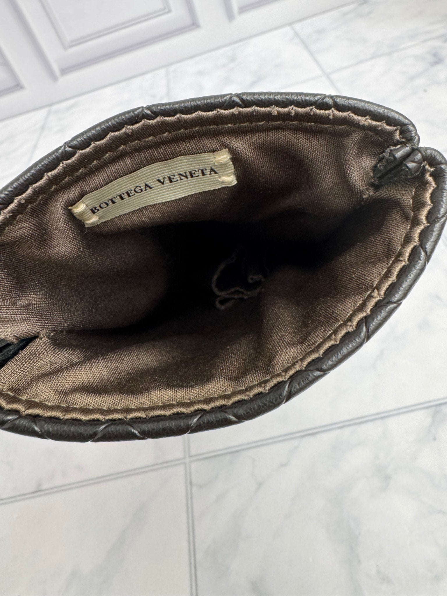 Bottega Veneta Brown Interacciato Lambskin Glasses Case