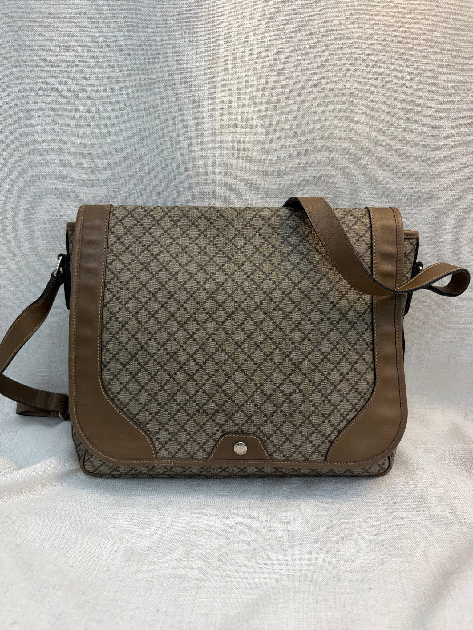 Gucci Brown Coated Canvas Diamante Messenger Bag