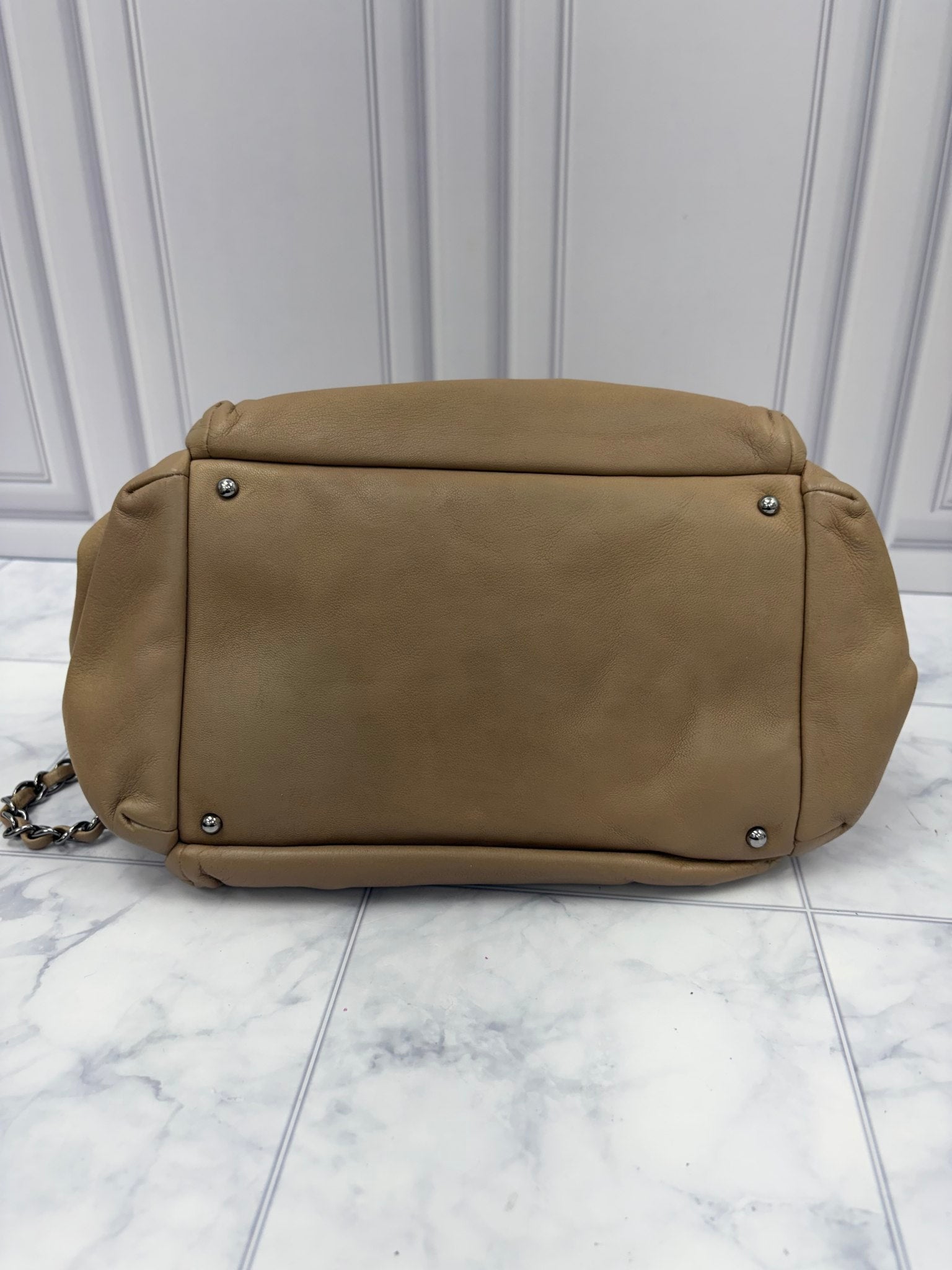 Chanel Tan Lambskin LAX Accordion Shoulder Bag