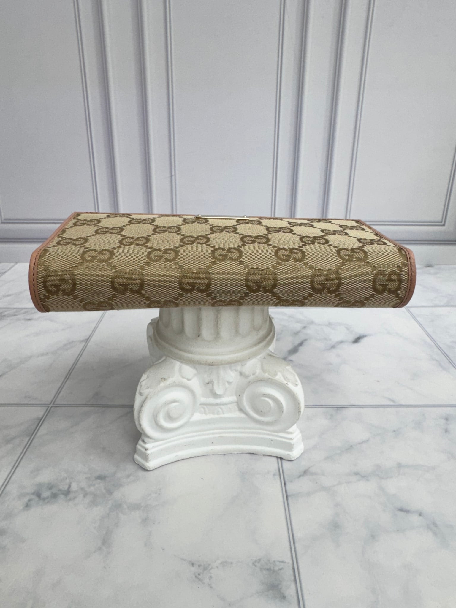 Gucci Beige And Pink GG Monogram Canvas Long Wallet