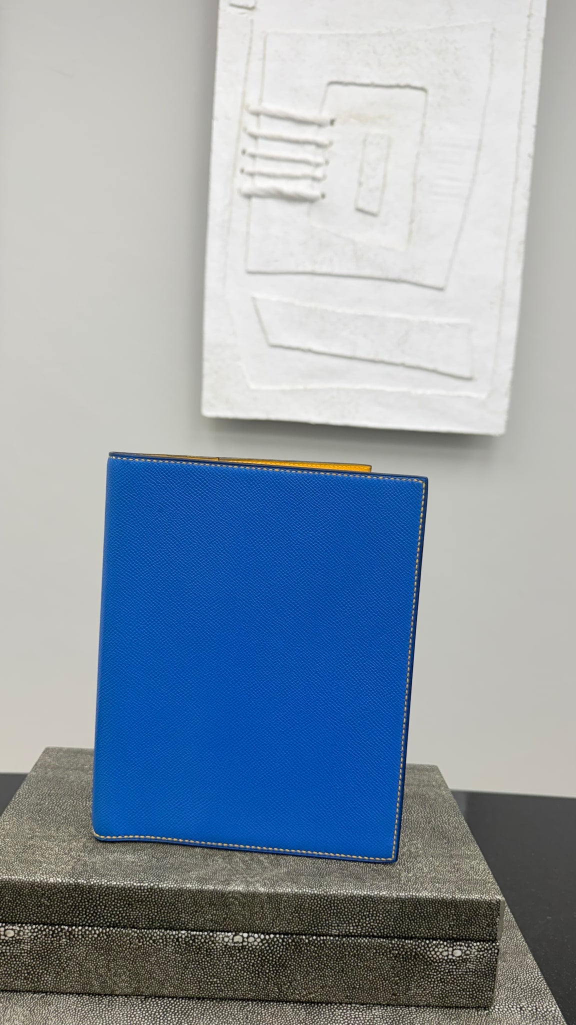 Hermes Blue And Yellow Epsom Leather Notebook Agenda GM