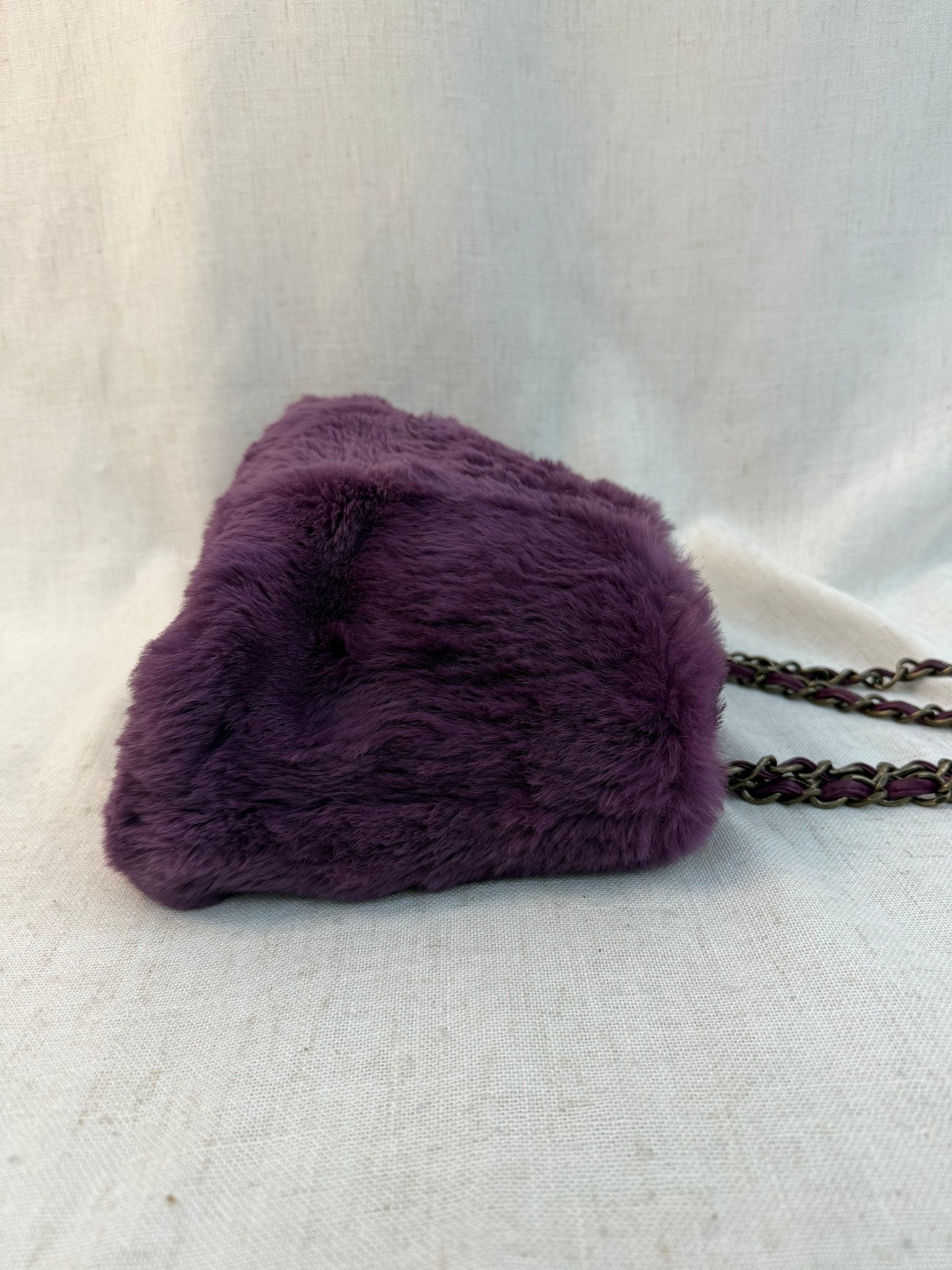 Chanel Purple Rabbit Fur Mademoiselle Shoulder Bag