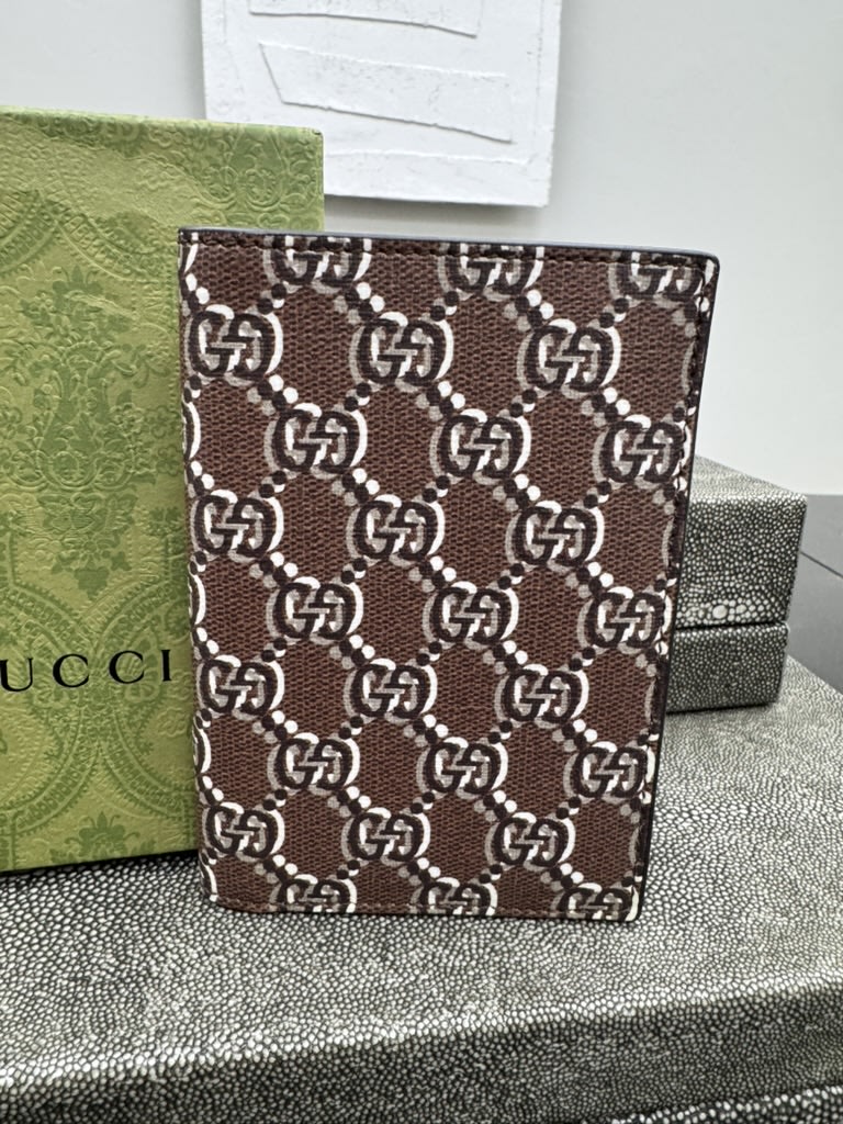 LIKE NEW - Gucci Brown GG Shadow Coated Canvas Passport Holder