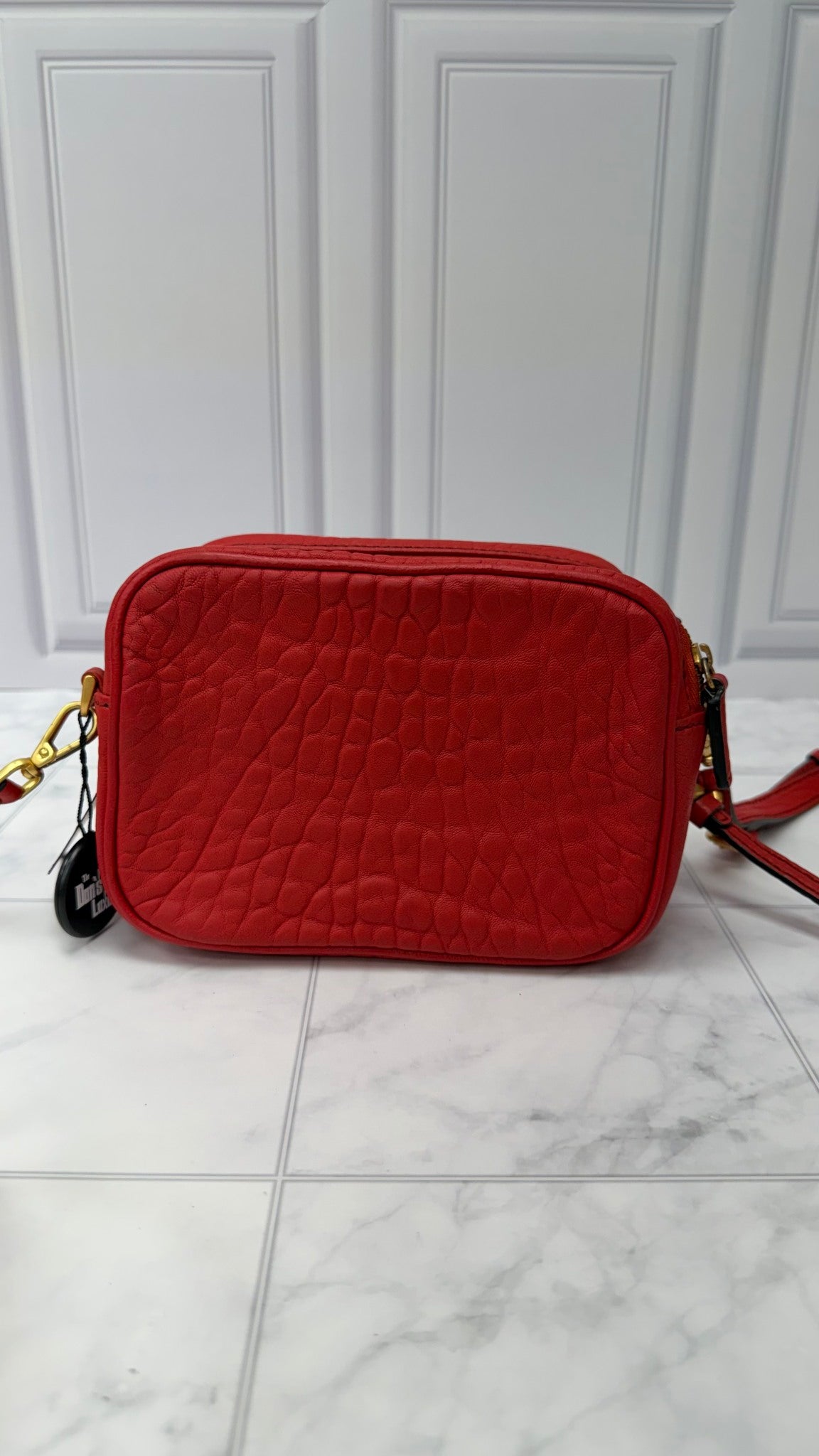 MCM Red Textured Leather Double Zip Camera Bag
