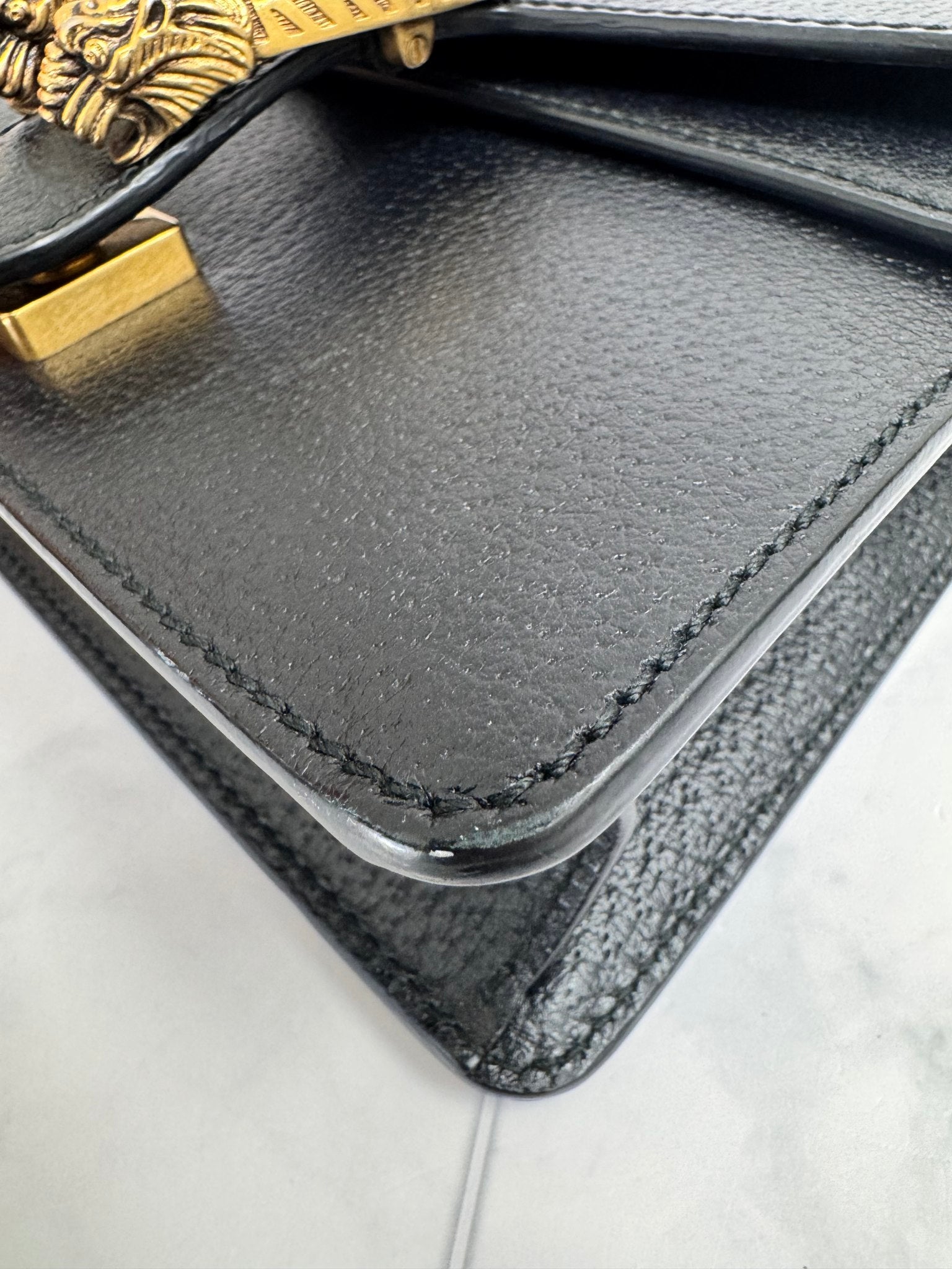 Gucci Black Leather Web Dionysus Mini Shoulder Bag