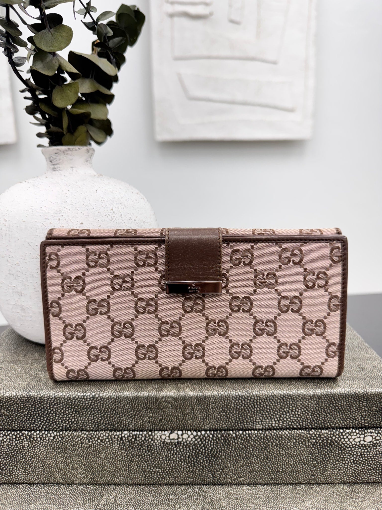 Gucci Brown GG Monogram Canvas Long Wallet