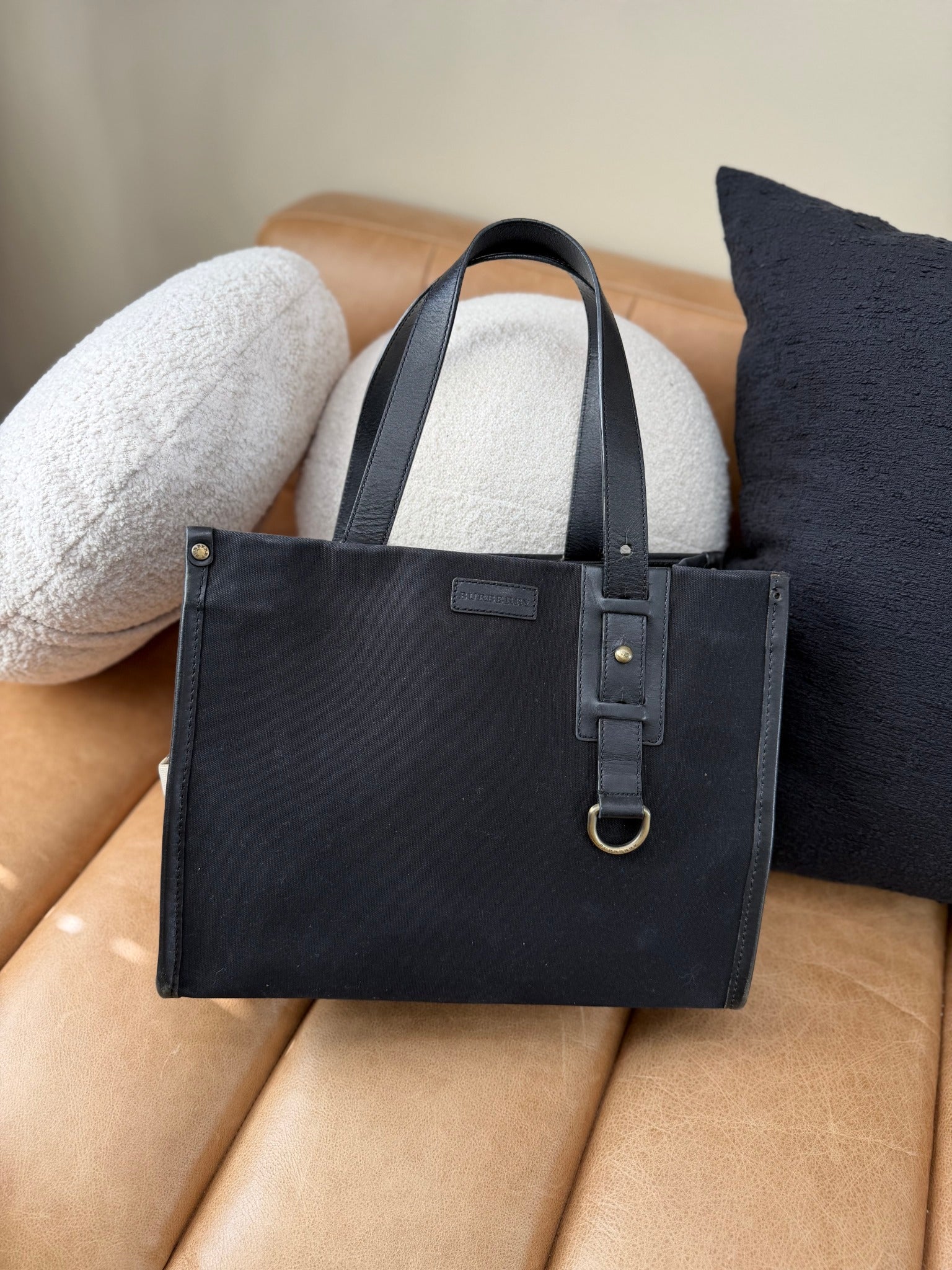 Burberry Black Canvas Tote Bag